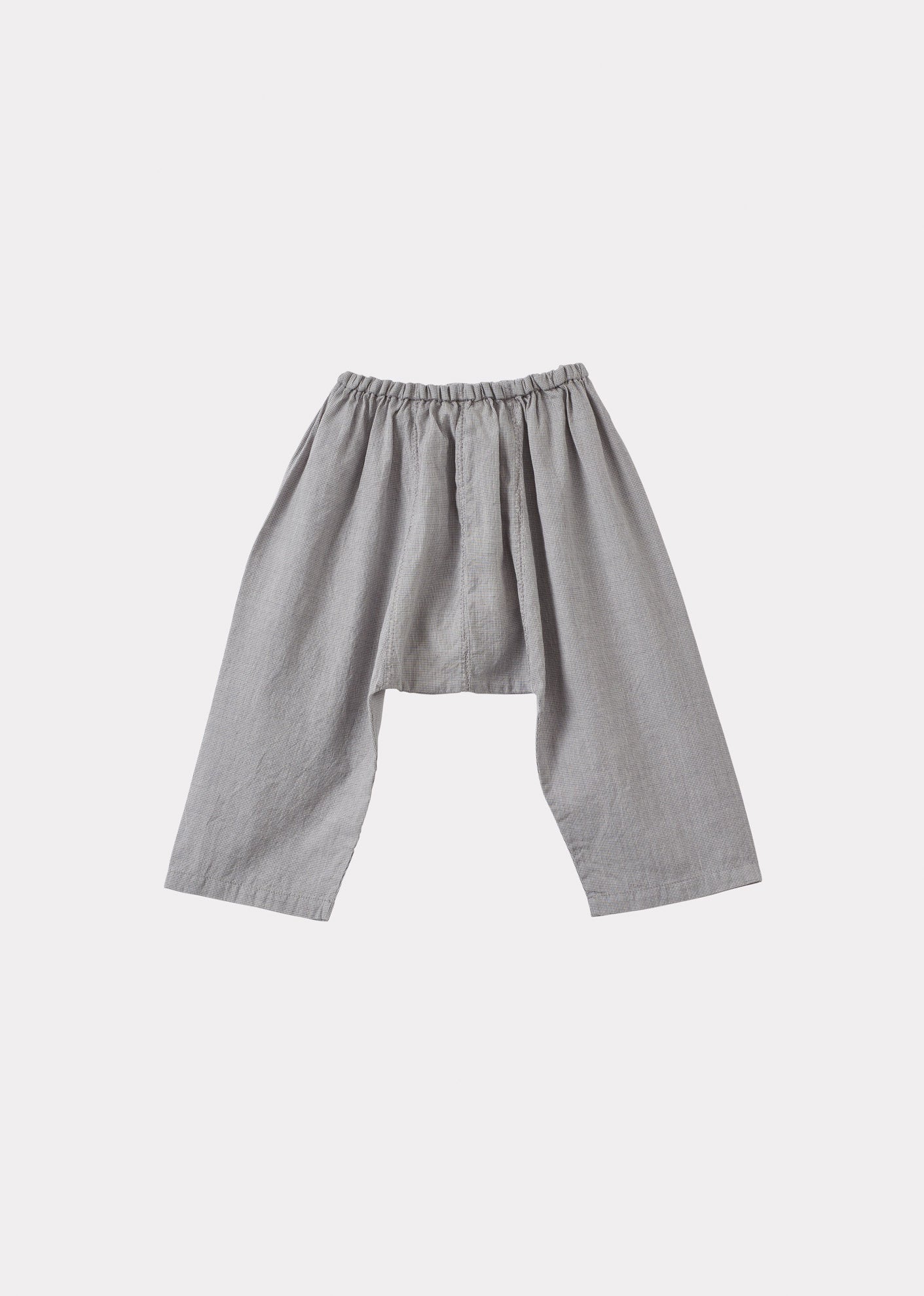 ACORUS BABY HAND-LOOMED COTTON TOP AND TROUSERS SET - GREY MICRO-CHECK