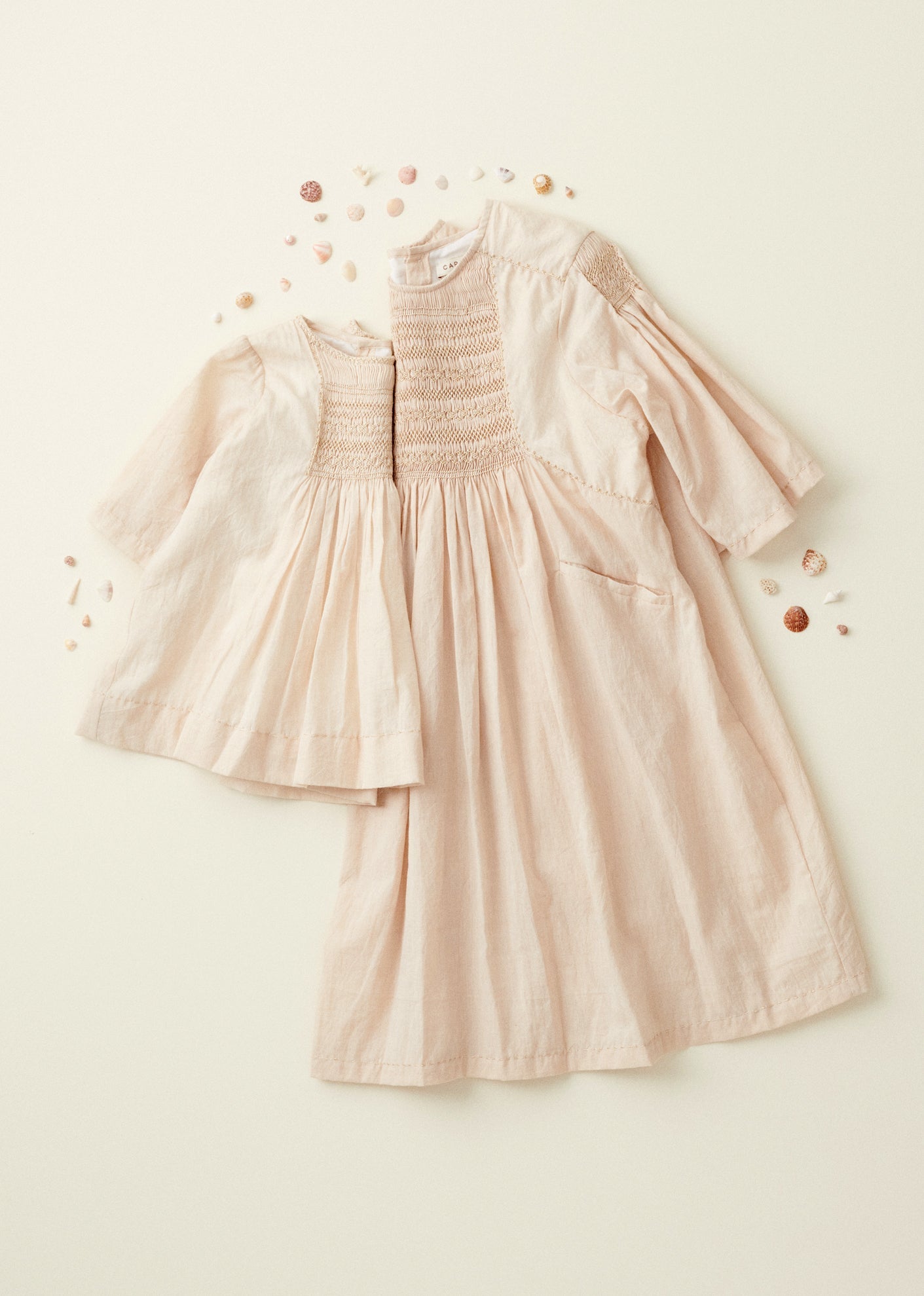 MARS GIRL'S HAND-SMOCKED DRESS - TEA
