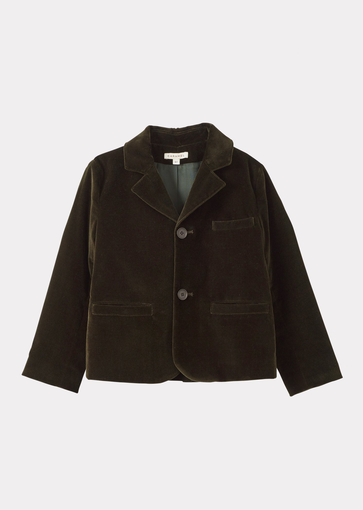 MAGPIE CHILDREN'S COTTON VELVET BLAZER - FOREST GREEN