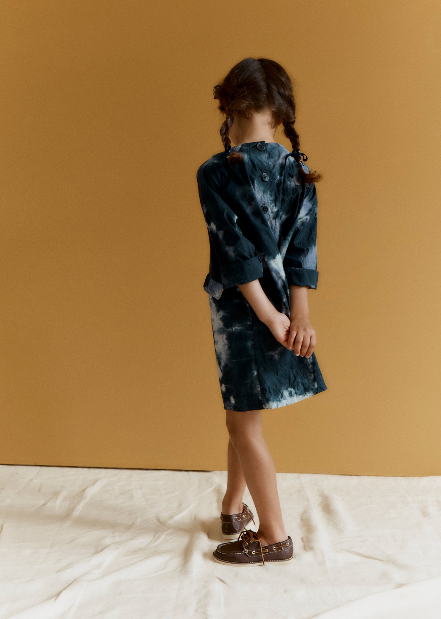 MALIKA GIRL'S DRESS - CHARCOAL TIE-DYE