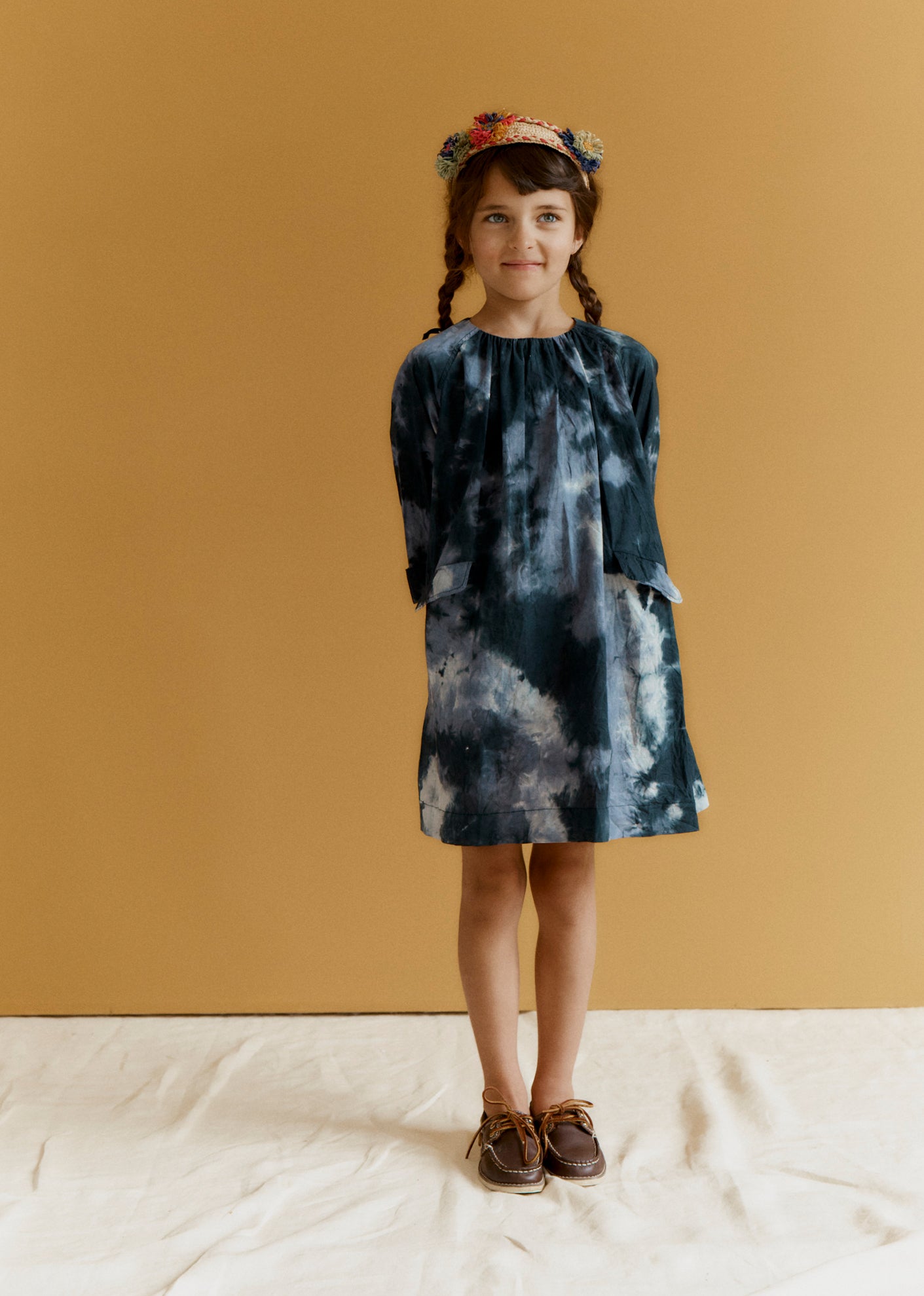 MALIKA GIRL'S DRESS - CHARCOAL TIE-DYE