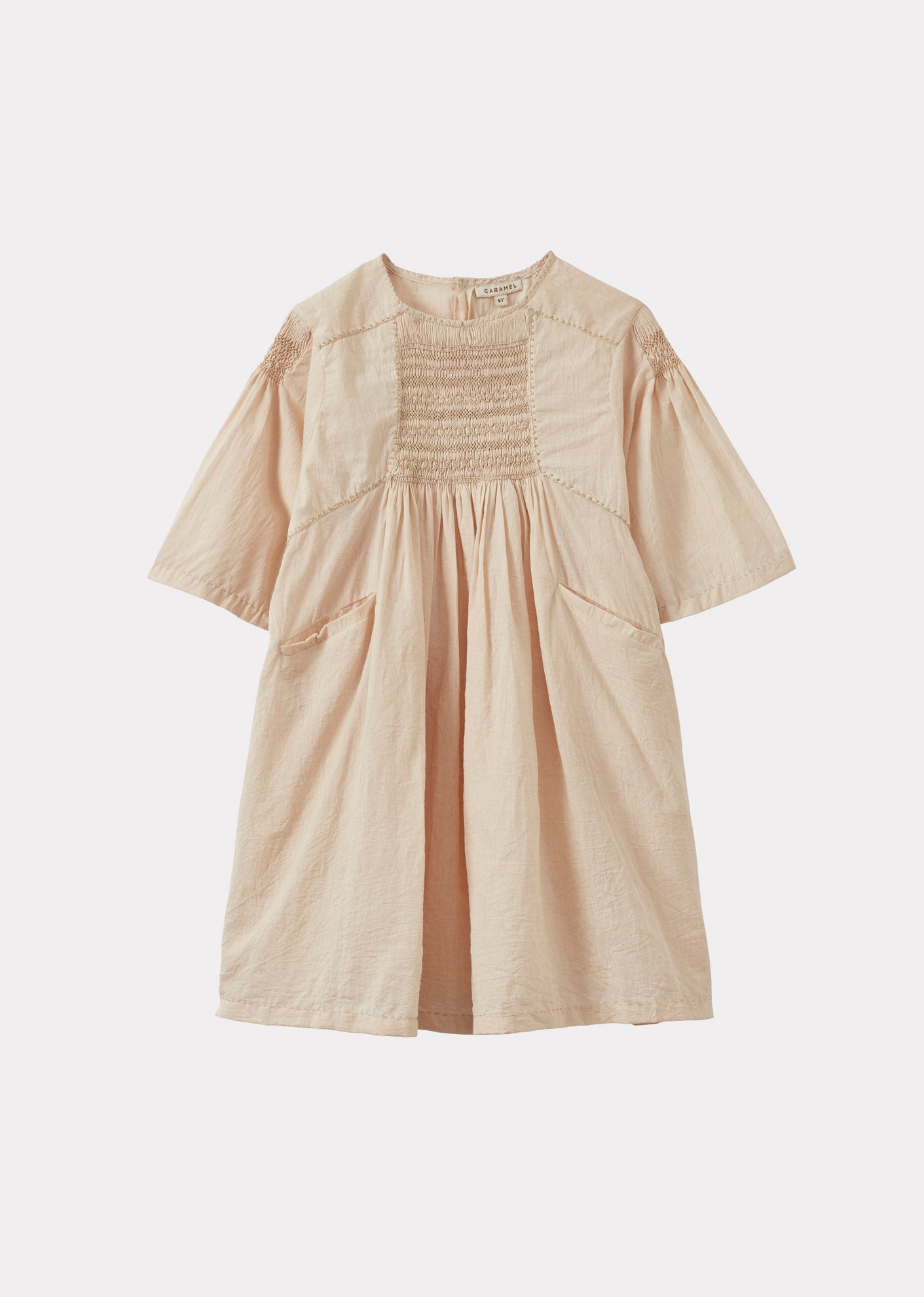 MARS GIRL'S HAND-SMOCKED DRESS - TEA