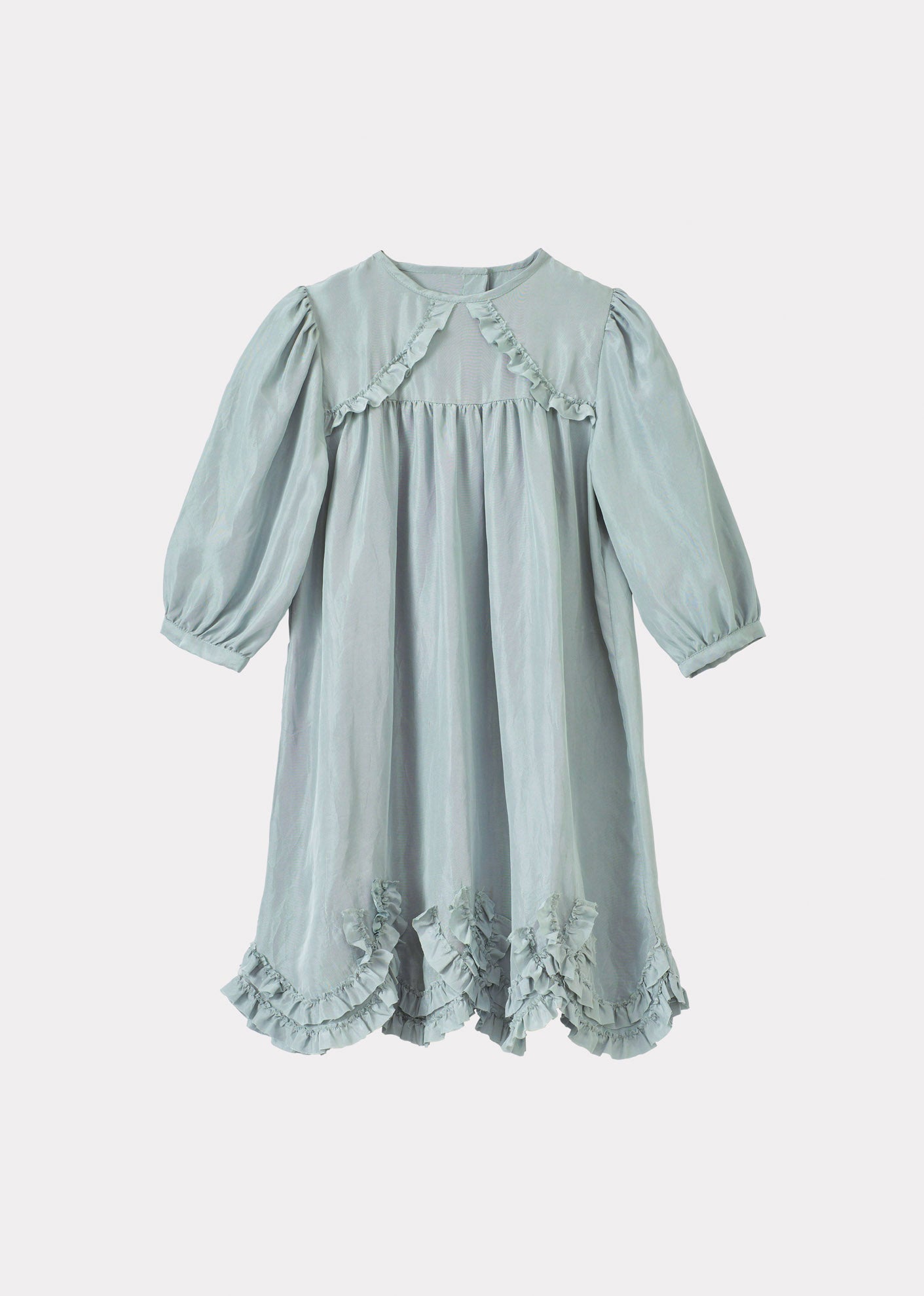 MARTA GIRL'S SILK DRESS - MIST BLUE