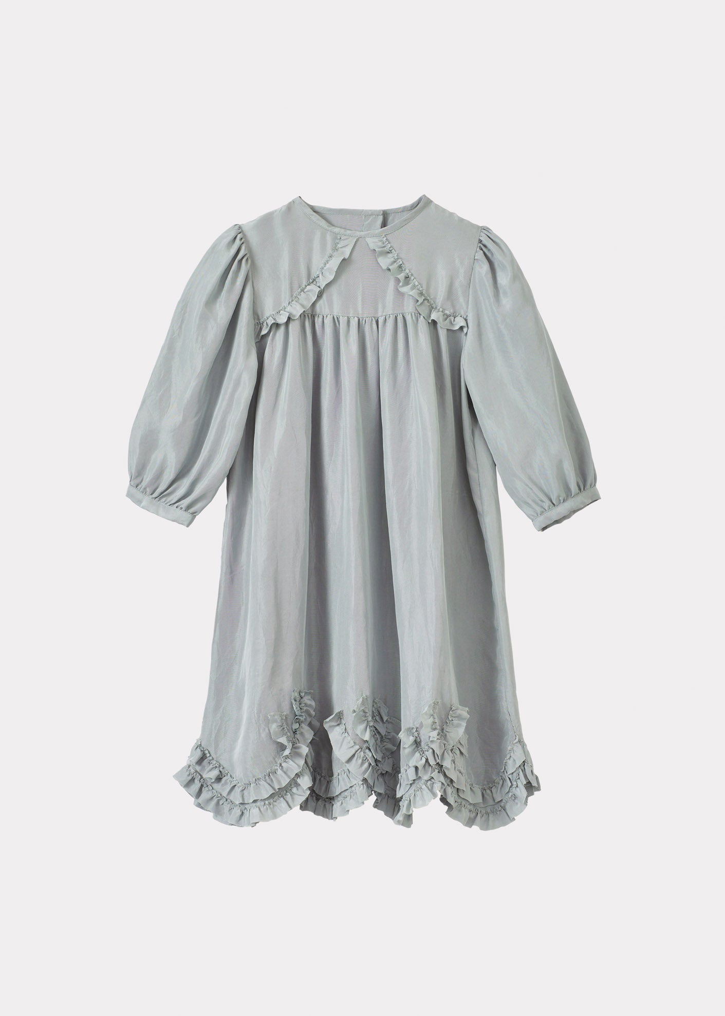 MARTA GIRL'S SILK DRESS - MIST BLUE
