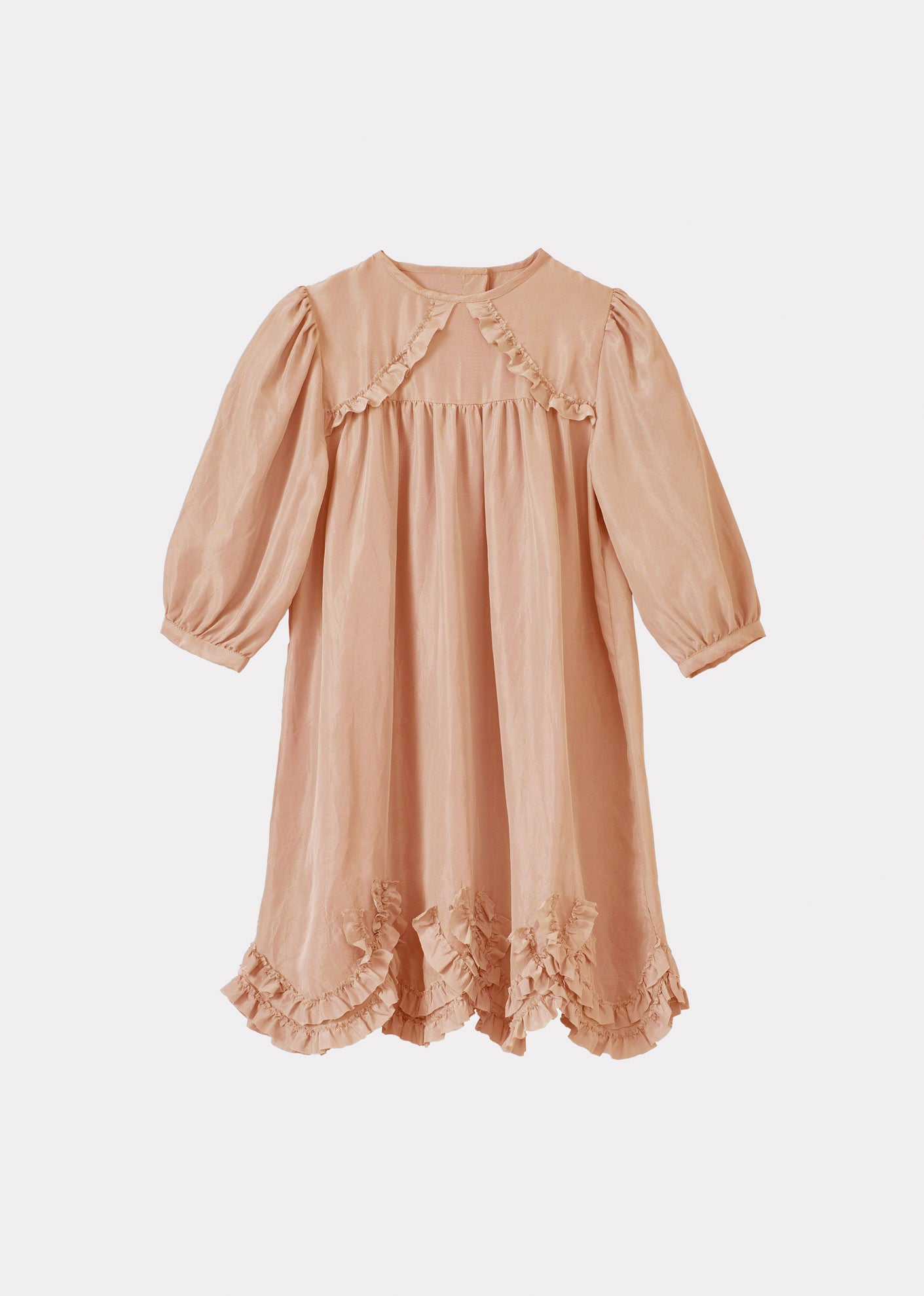 MARTA GIRL'S SILK DRESS - PEACH