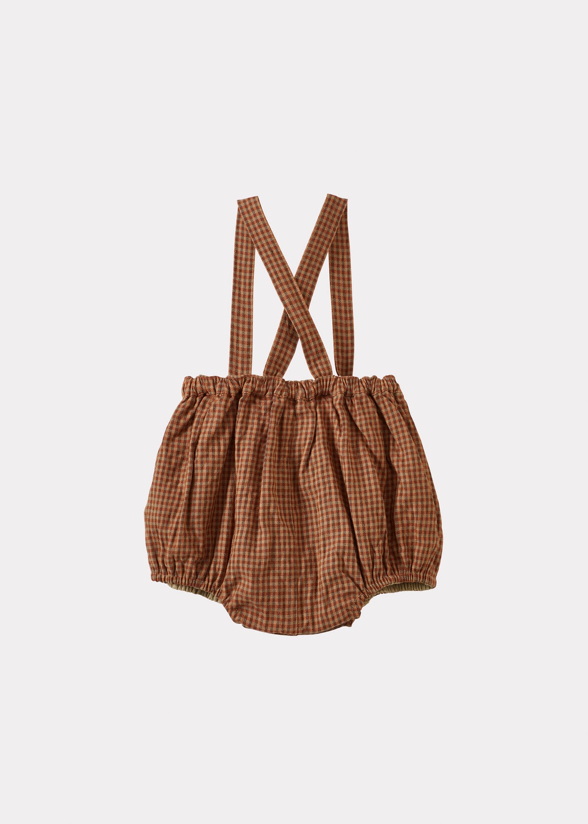 MUSA BABY LINEN ROMPER - RUST PLAID