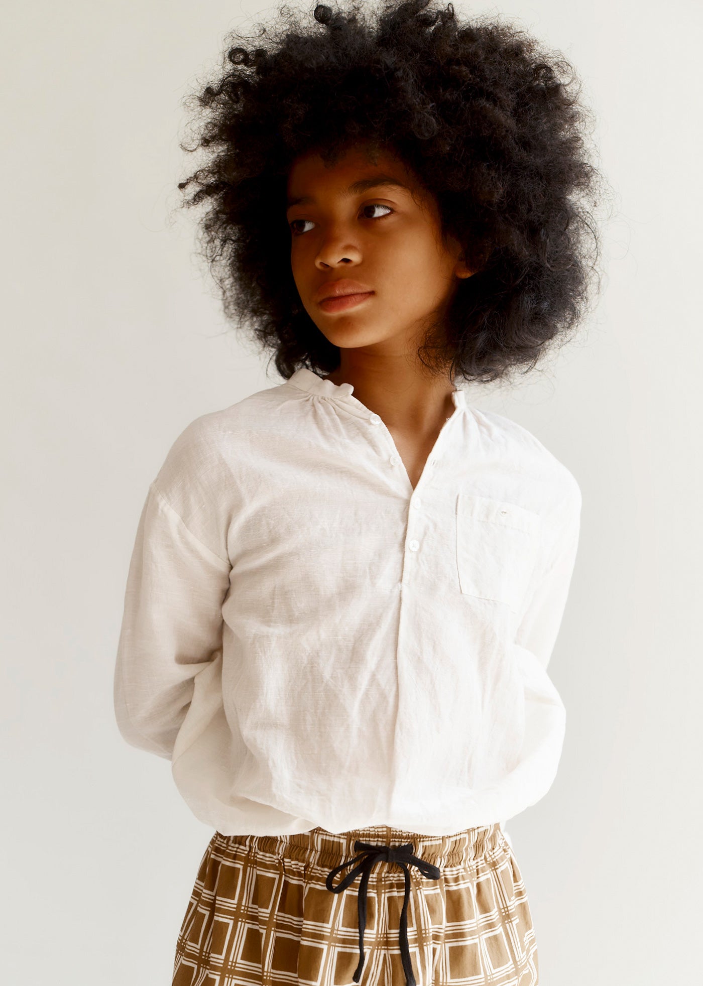 ADONIS CHILDREN'S COTTON SHIRT - OFF-WHITE
