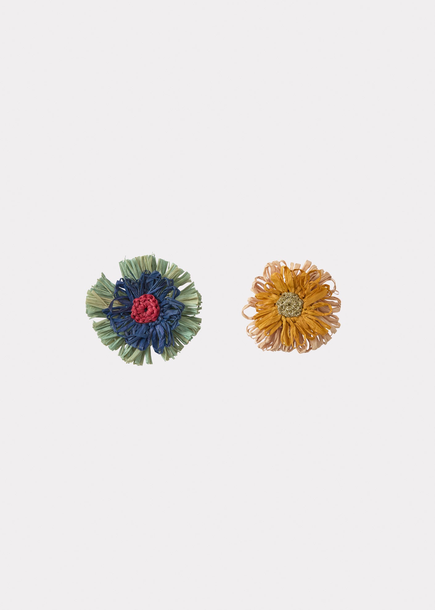 PACK OF 2 RAFFIA ROSETTE CROCODILE HAIR CLIP - MULTI