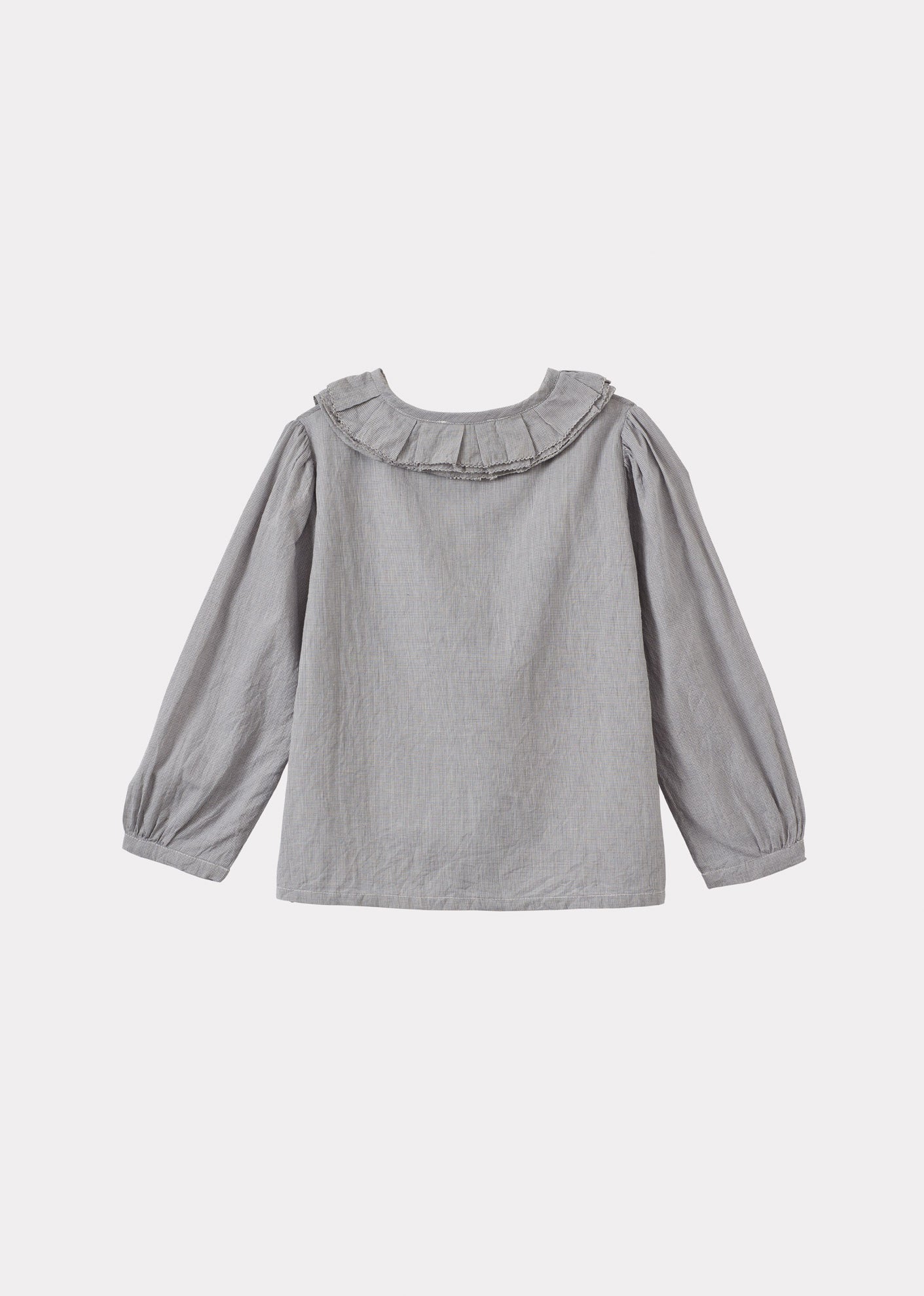 PHOEBE CHILDREN'S HAND-LOOMED COTTON BLOUSE - GREY MICRO-CHECK