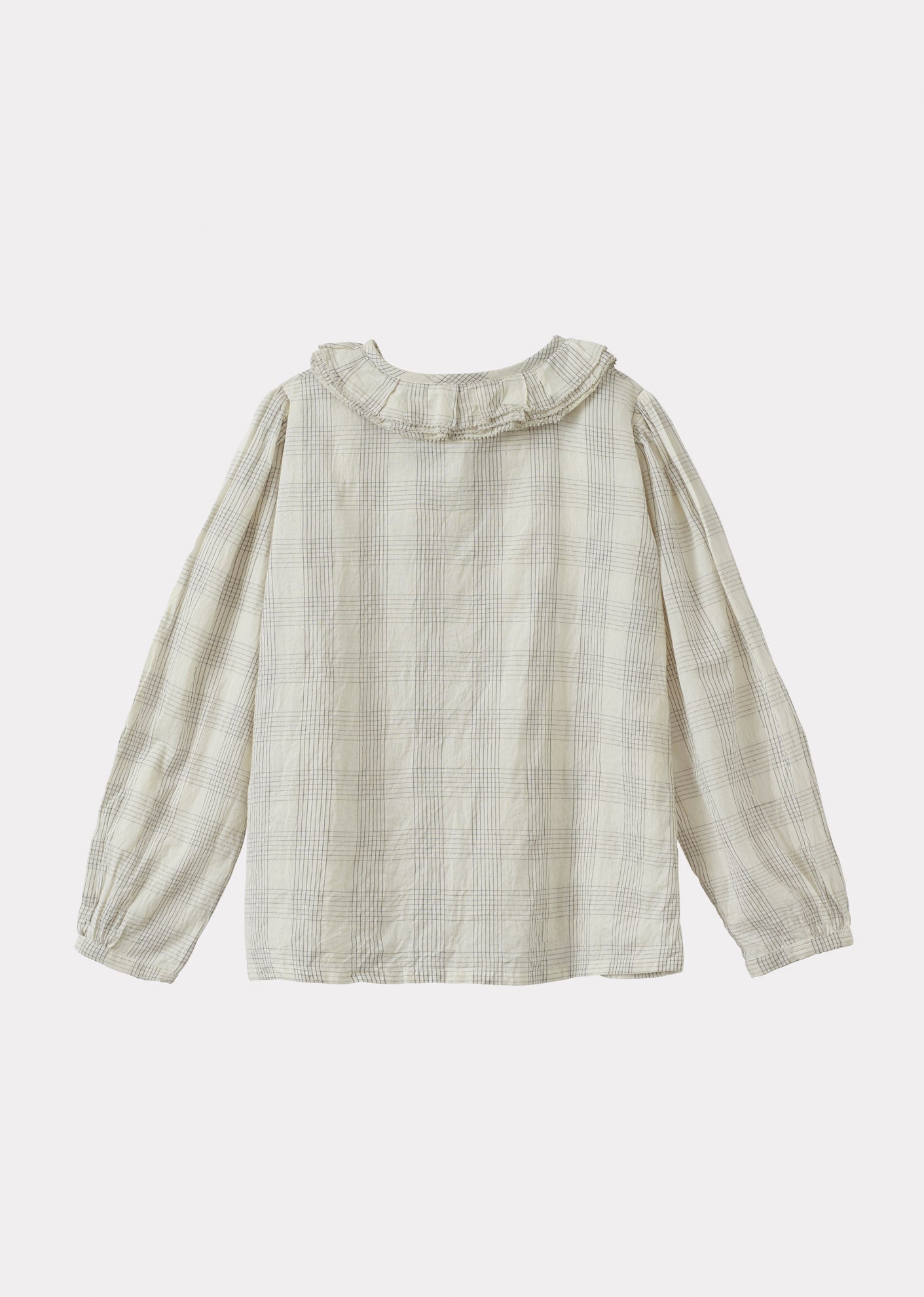 PHOEBE CHILDREN'S HAND-LOOMED COTTON BLOUSE - WHITE / BLACK CHECK