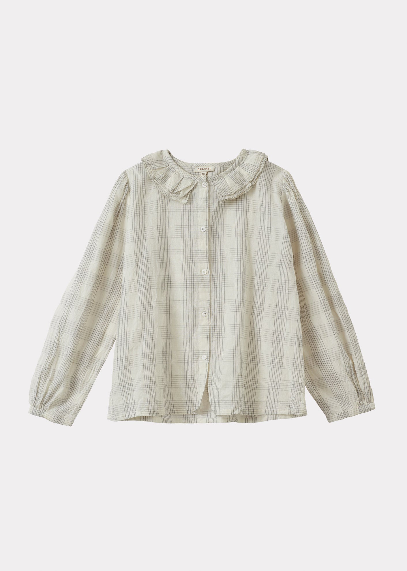 PHOEBE CHILDREN'S HAND-LOOMED COTTON BLOUSE - WHITE / BLACK CHECK