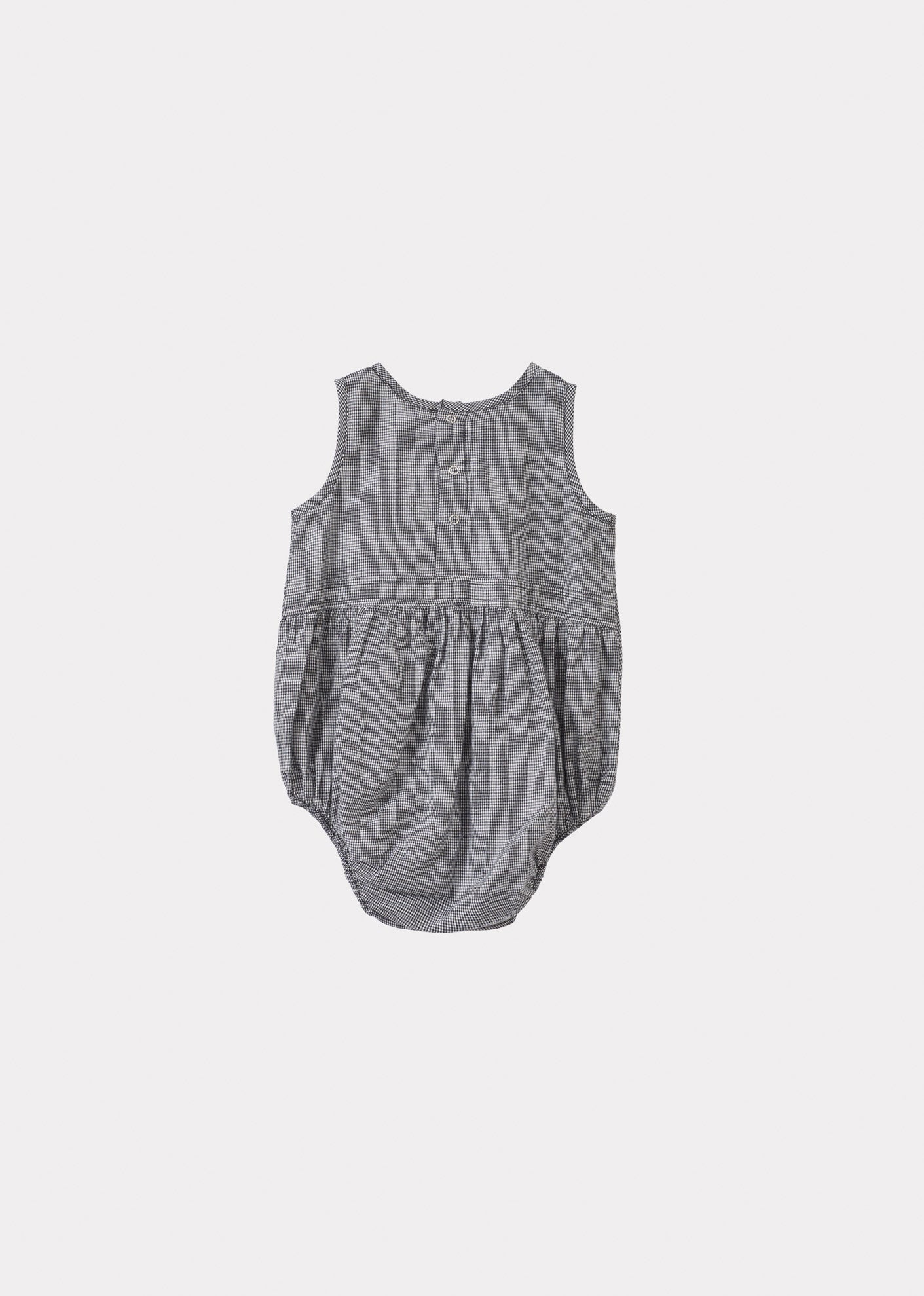 PILEA BABY ROMPER - BLACK MICRO CHECK