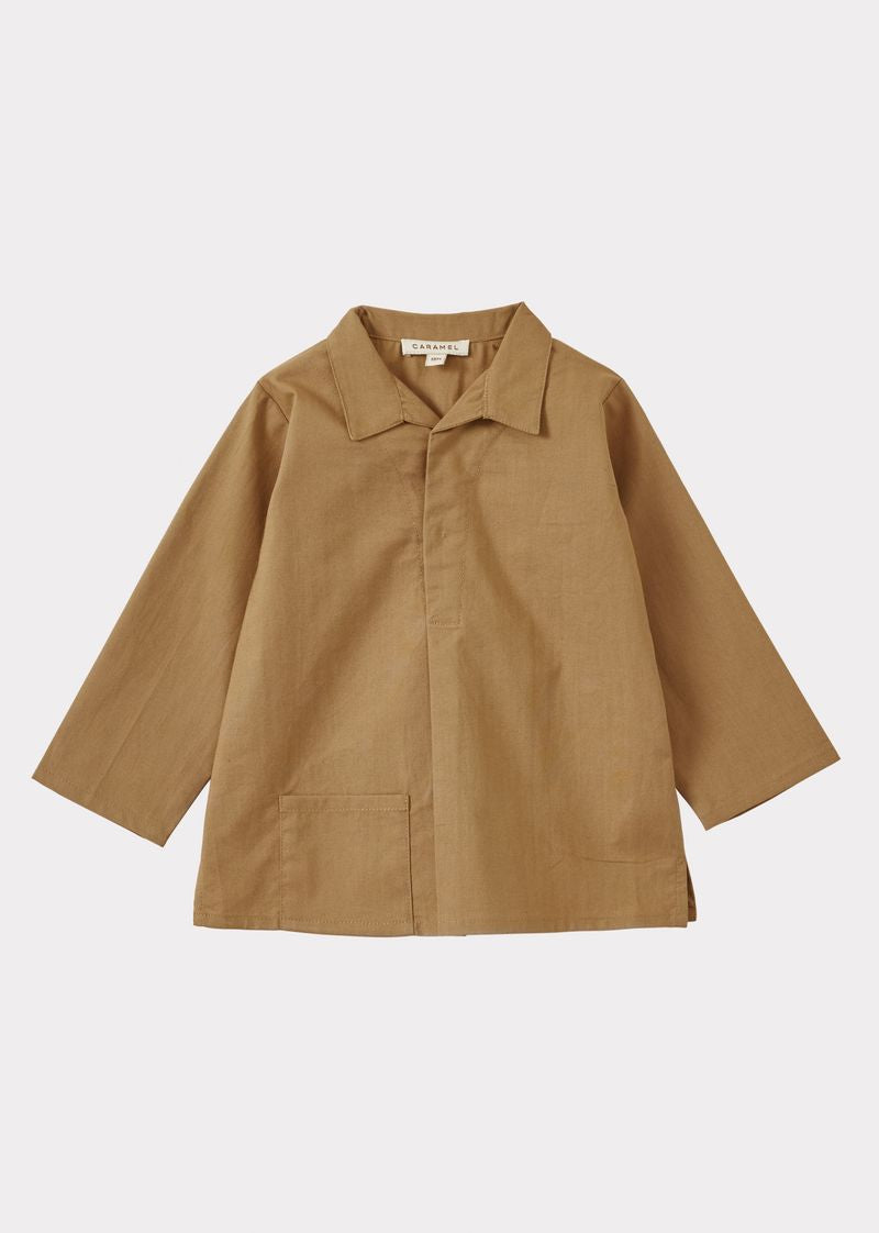 PIPER BABY COTTON SHIRT - LIGHT CAMEL