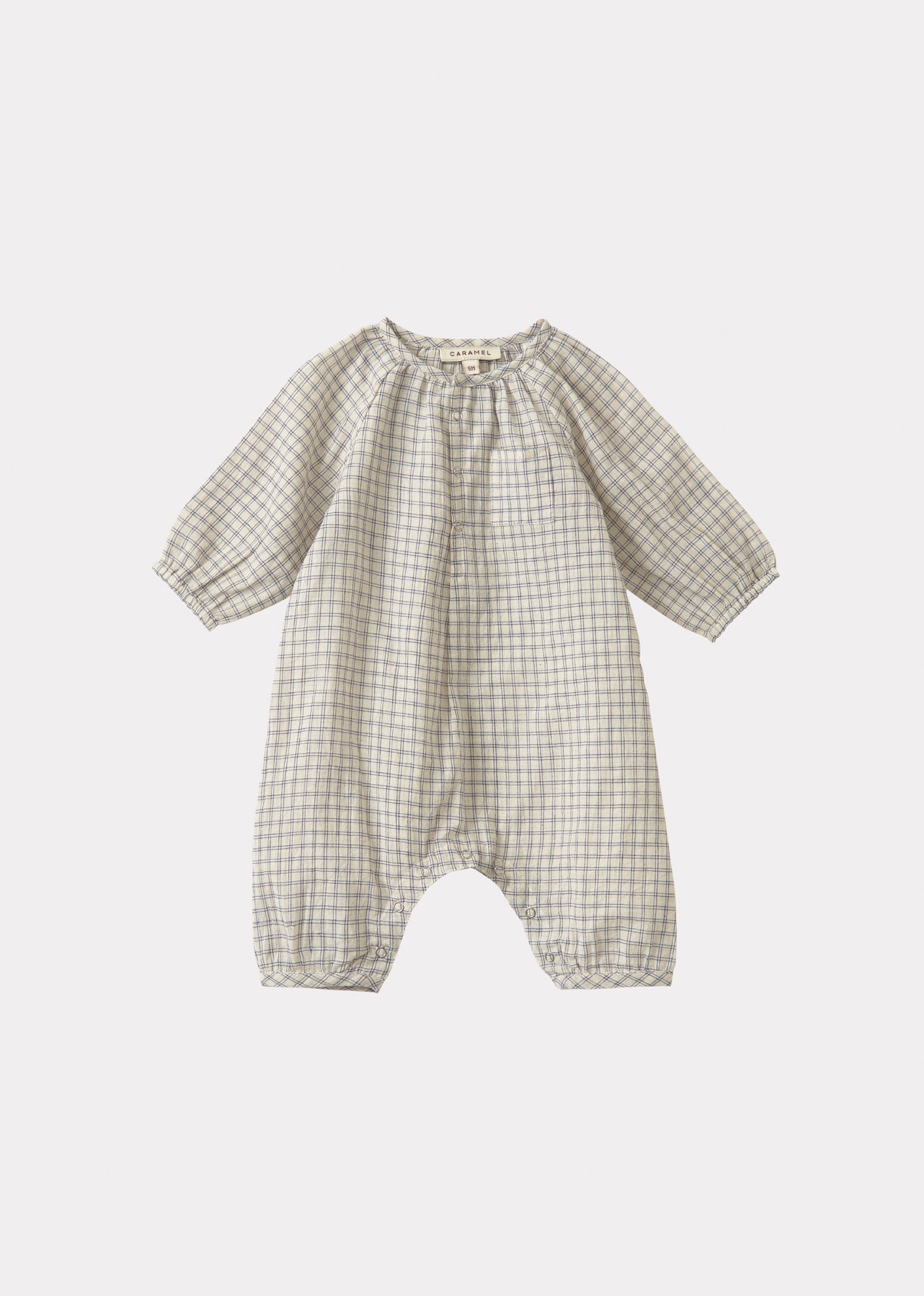 POPULUS BABY ROMPER - WHITE/NAVY CHECK