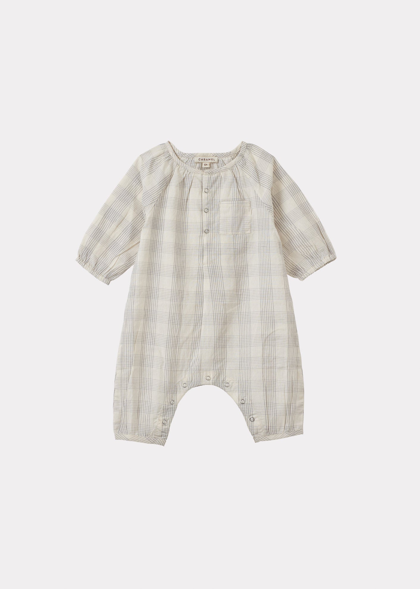 POPULUS BABY ROMPER - WHITE / BLACK CHECK