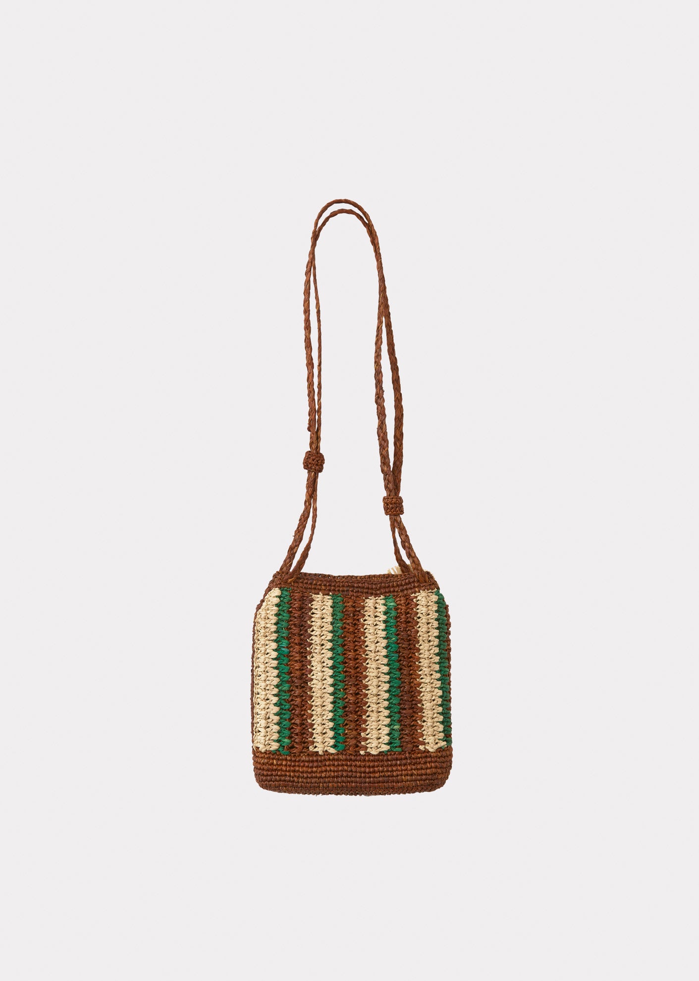 RAFFIA CROCHET BAG  - BROWN/GREEN