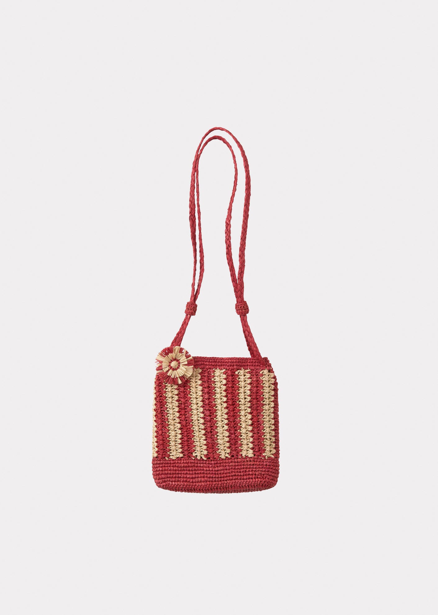 RAFFIA CROCHET BAG  - FUCHSIA/NATURAL