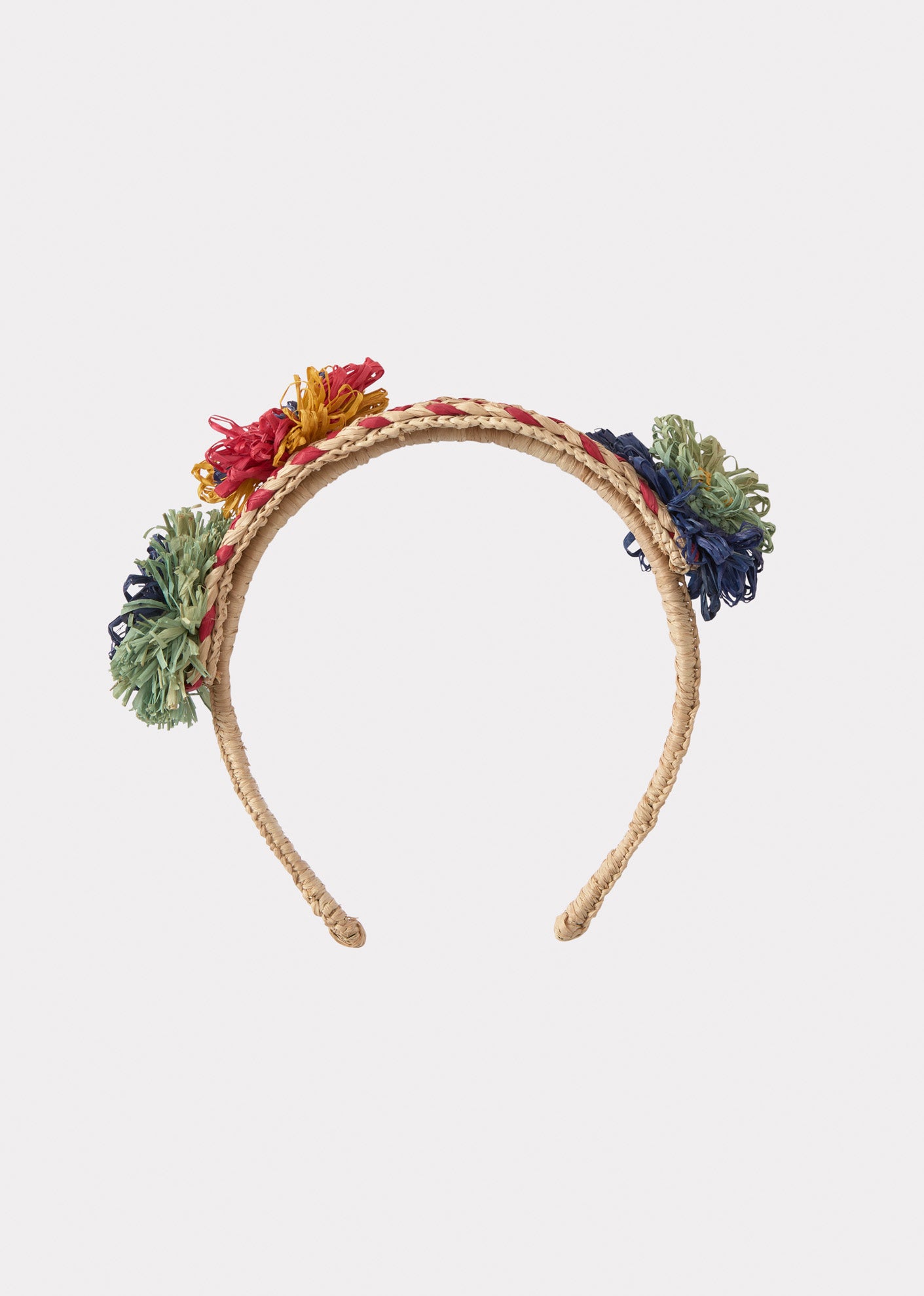 RAFFIA ROSETTE HEAD BAND - MULTI