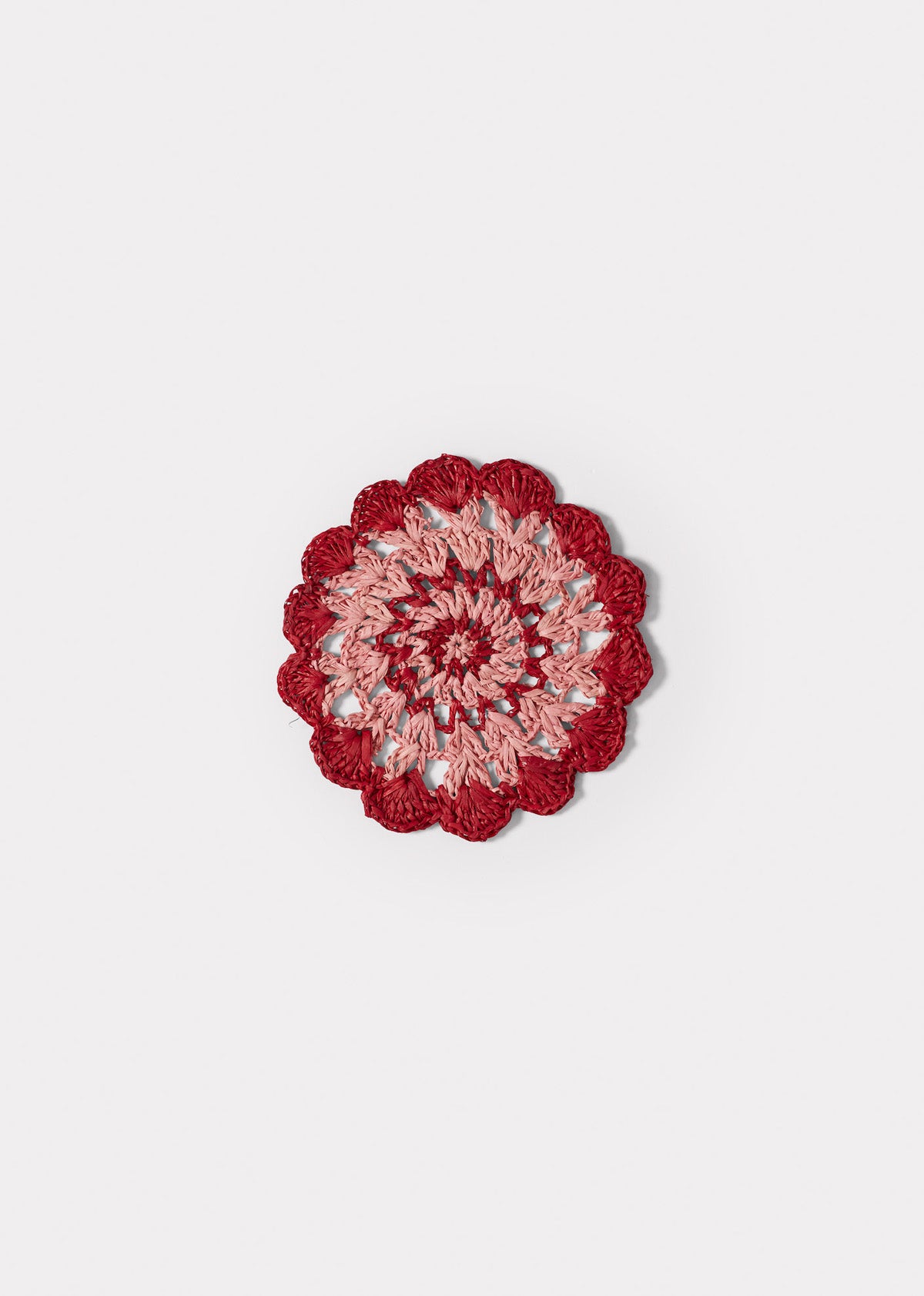 RAFFIA ROUND COASTER - RED/WATERMELON