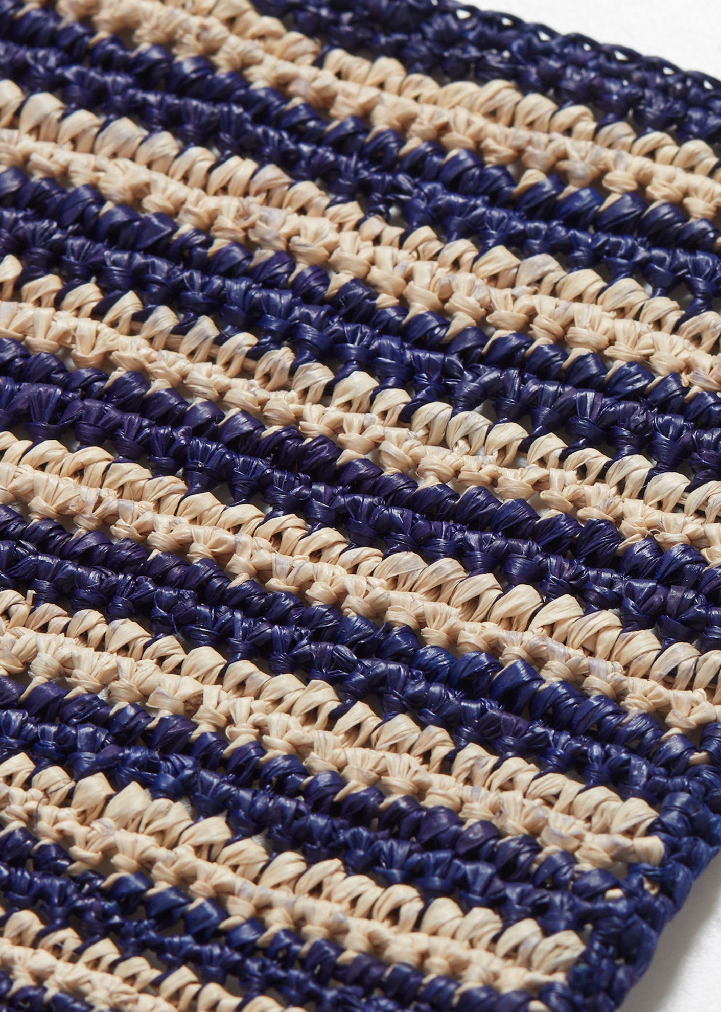 RAFFIA SQUARE COASTER - NAVY STRIPE