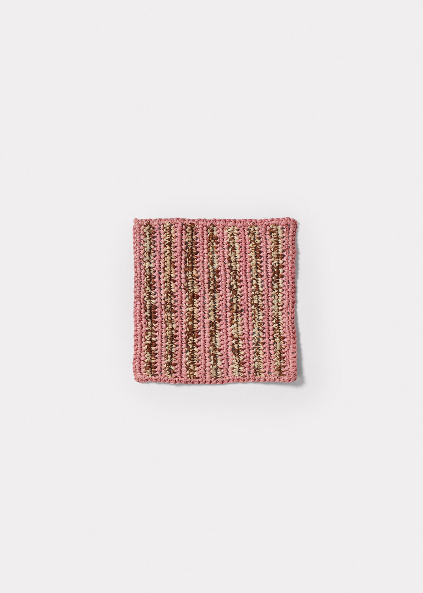 RAFFIA SQUARE COASTER - WATERMELON STRIPE