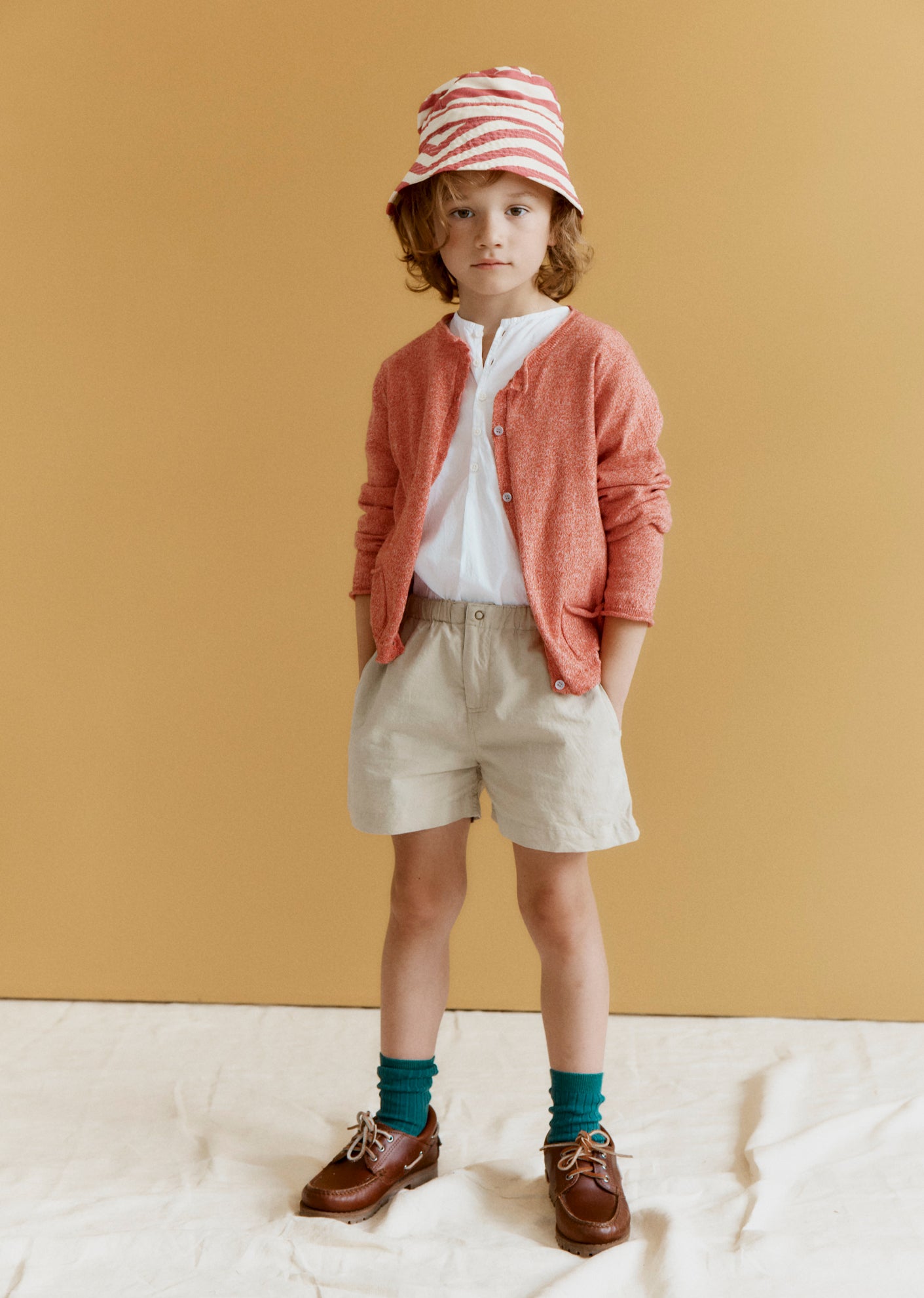 ROMILLY CHILDREN'S COTTON CARDIGAN - TOMATO MELANGE