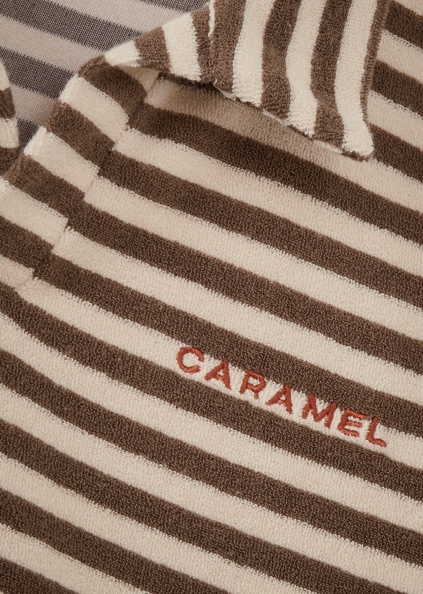 TOBIAS CHILDREN'S COTTON TOWELLING TOP - KHAKI AND ECRU STRIPE
