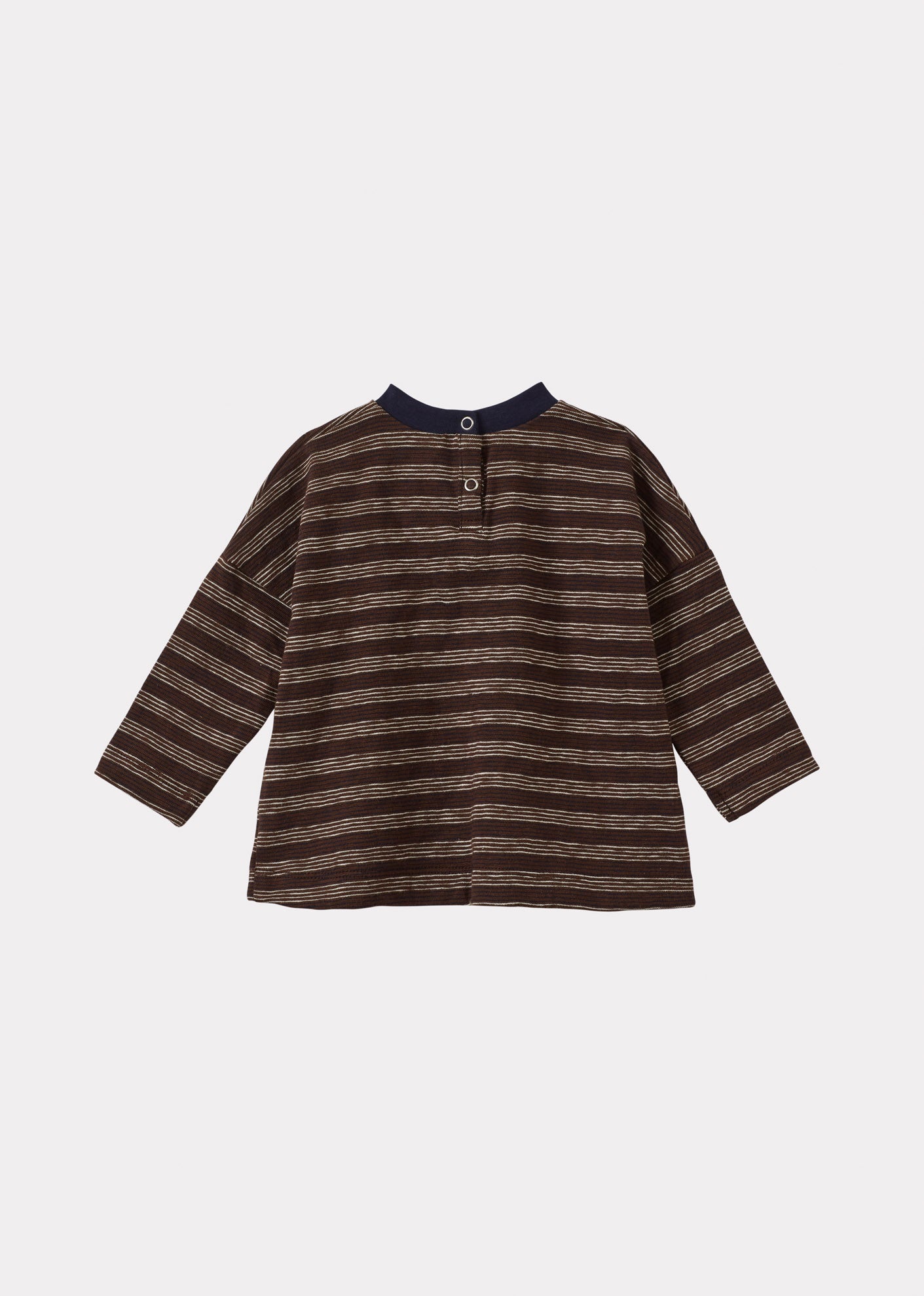 VIBURNAM BABY COTTON T-SHIRT - BROWN / ECRU STRIPE