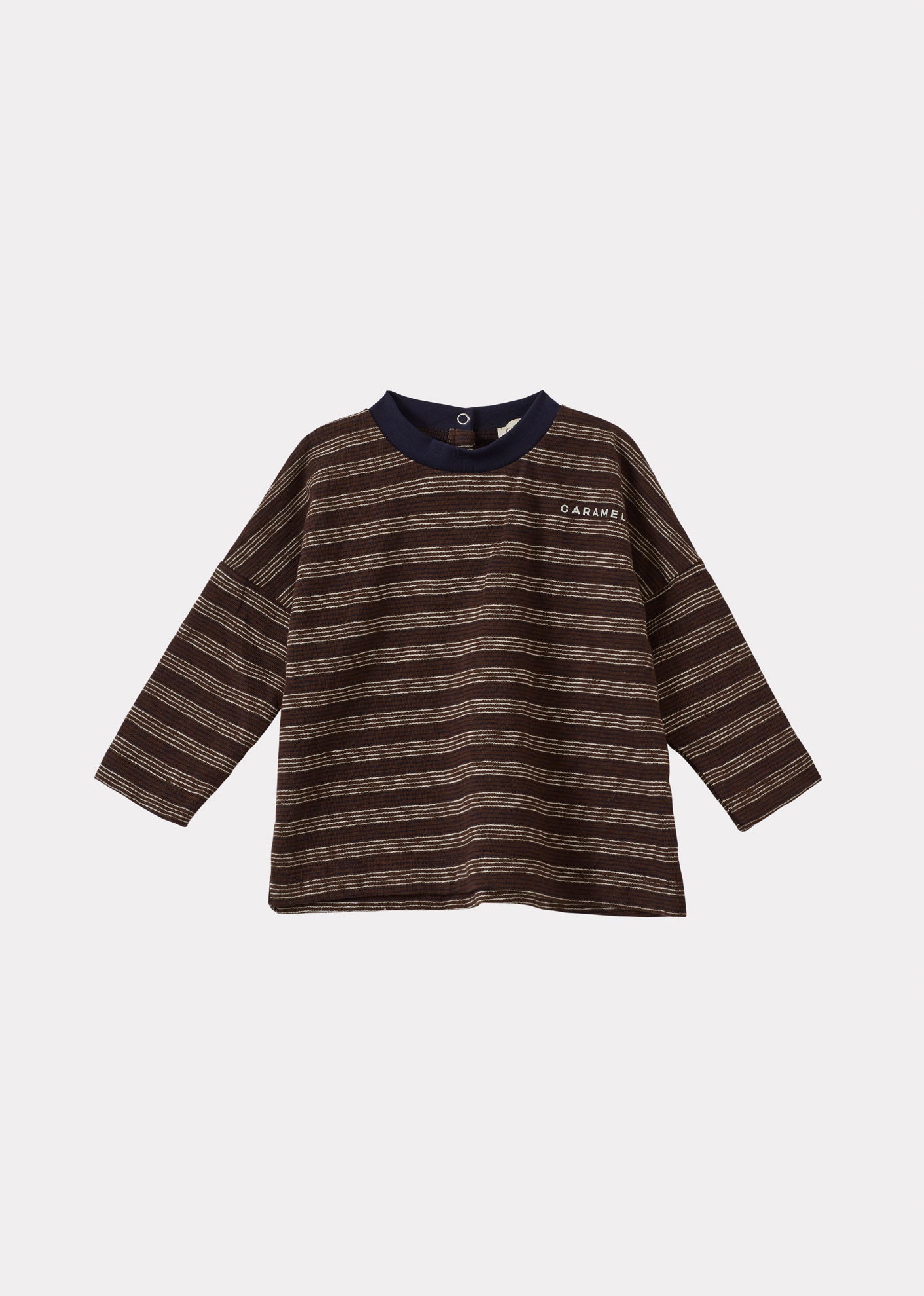 VIBURNAM BABY COTTON T-SHIRT - BROWN / ECRU STRIPE