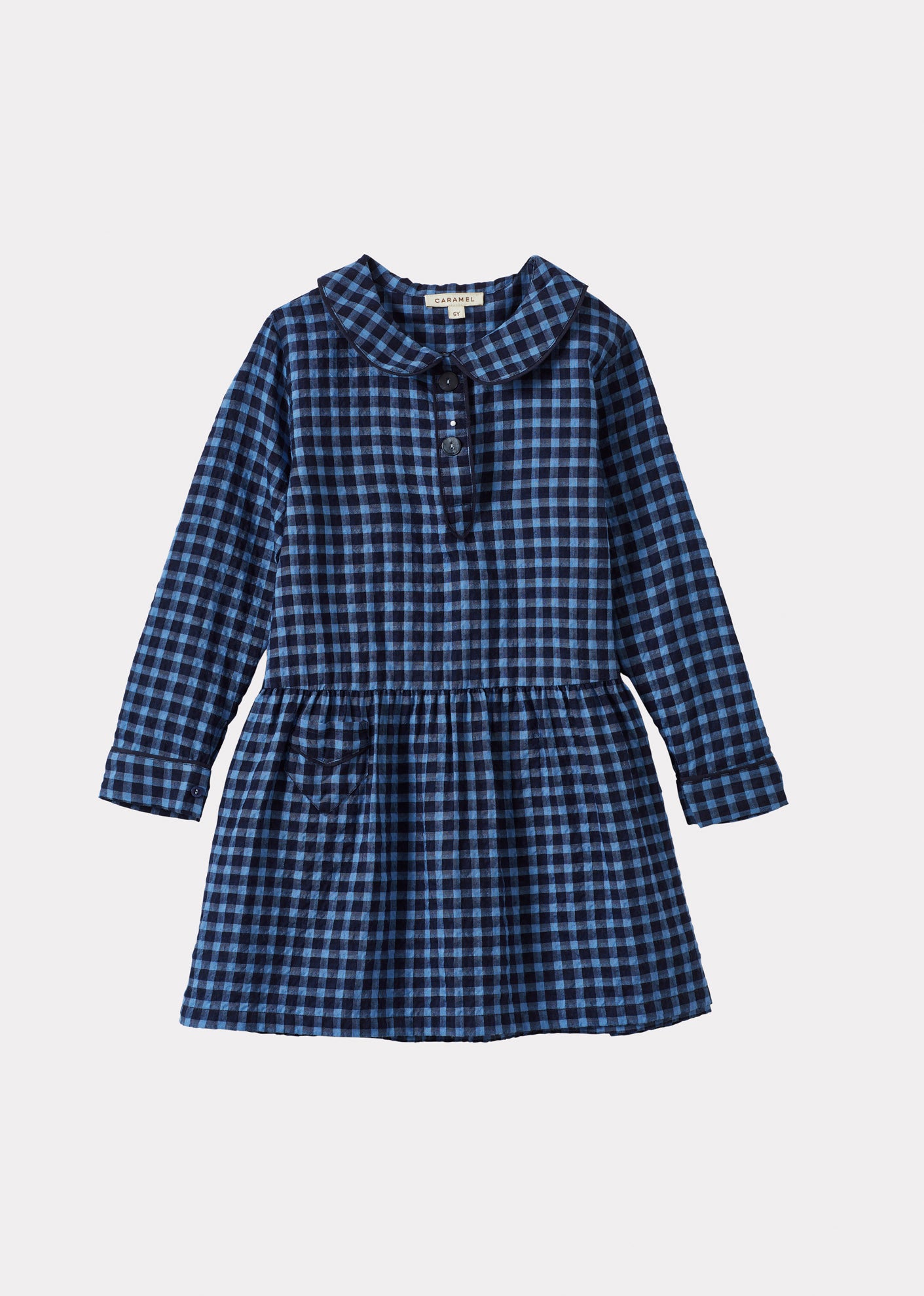 WHITELEAF GIRL'S COTTON DRESS - BLUE GINGHAM
