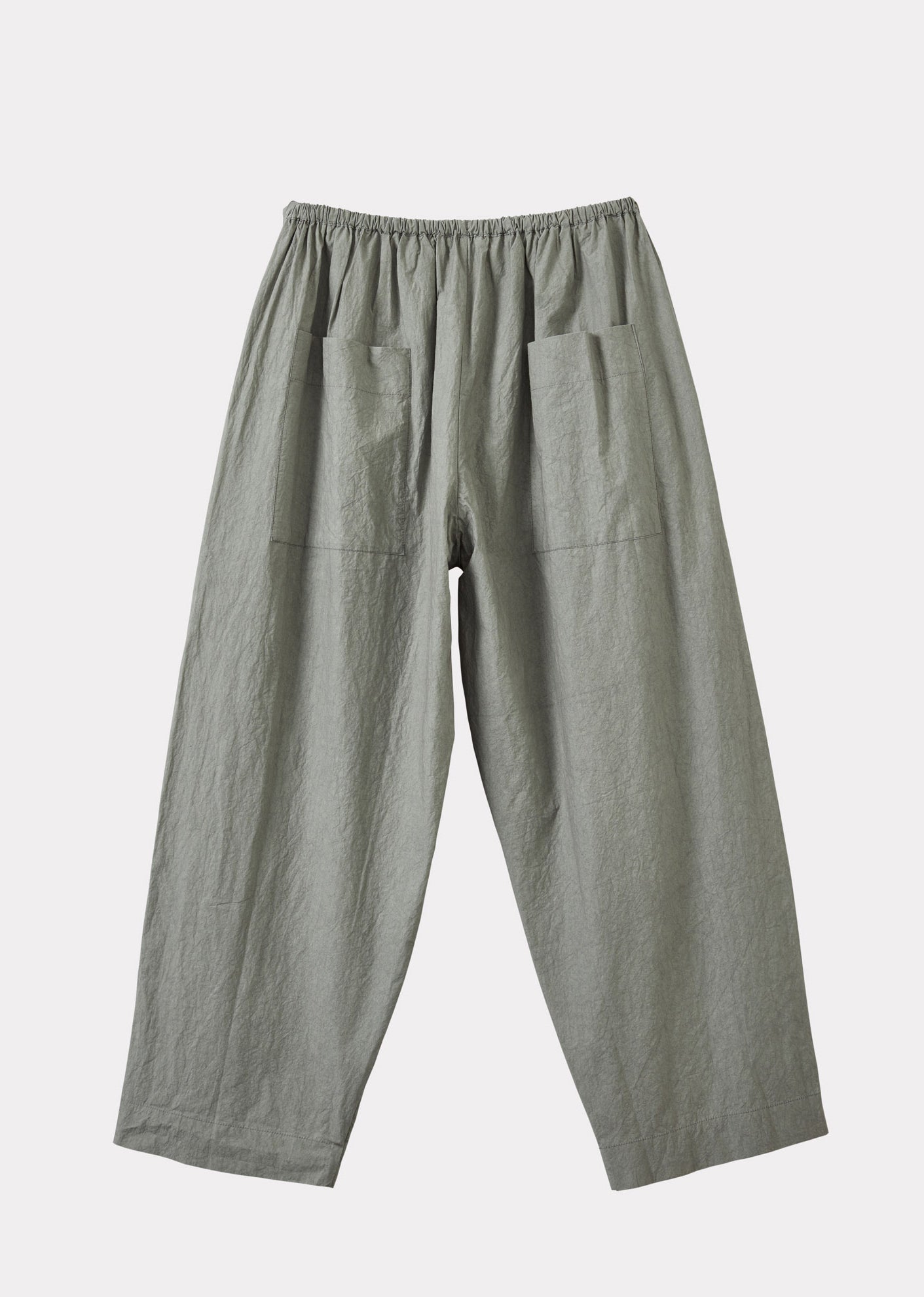 WOMEN'S TIE-DETAIL TROUSERS - GREY / GREEN