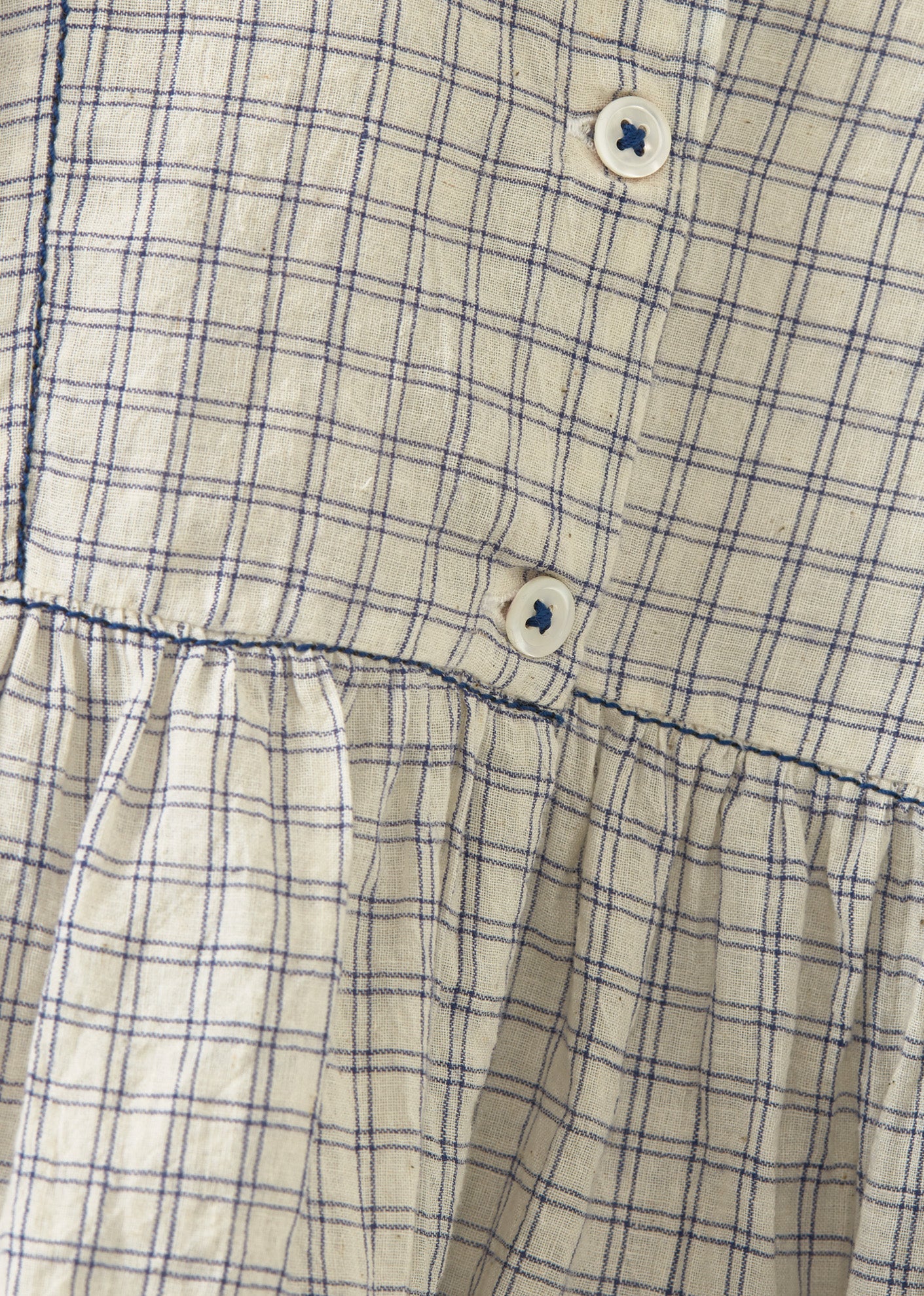 YARROW GIRL'S COTTON DRESS - WHITE / NAVY CHECK