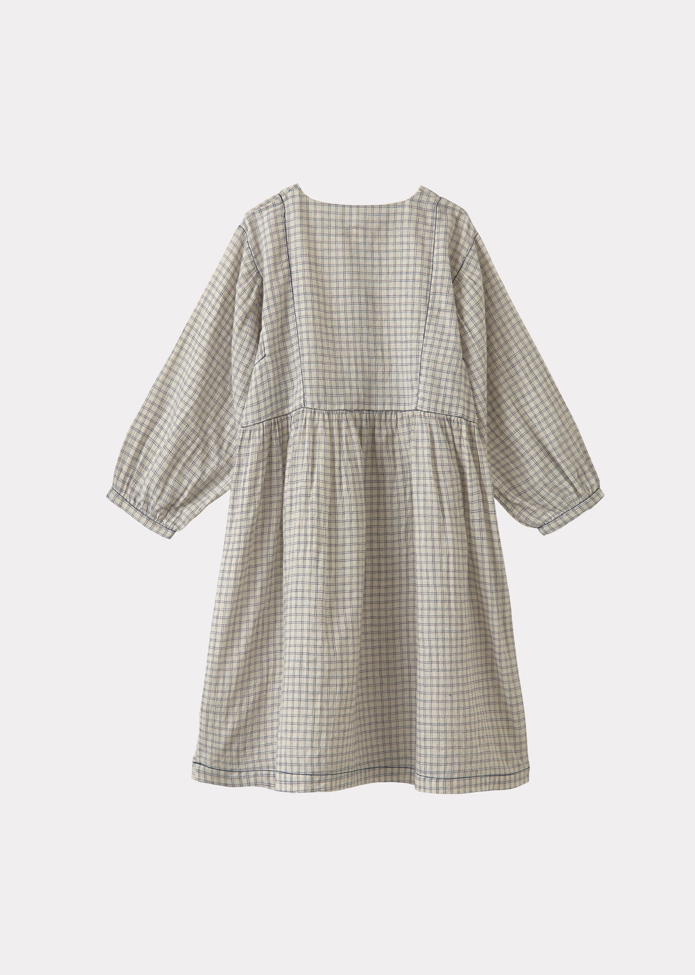 YARROW DRESS  - WHITE/NAVY CHECK