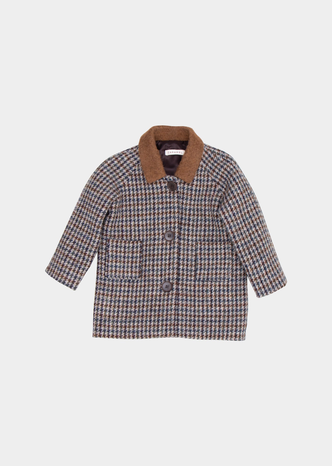 AZUKI BABY COAT - BURGUNDY/TEAL HOUNDSTOOTH