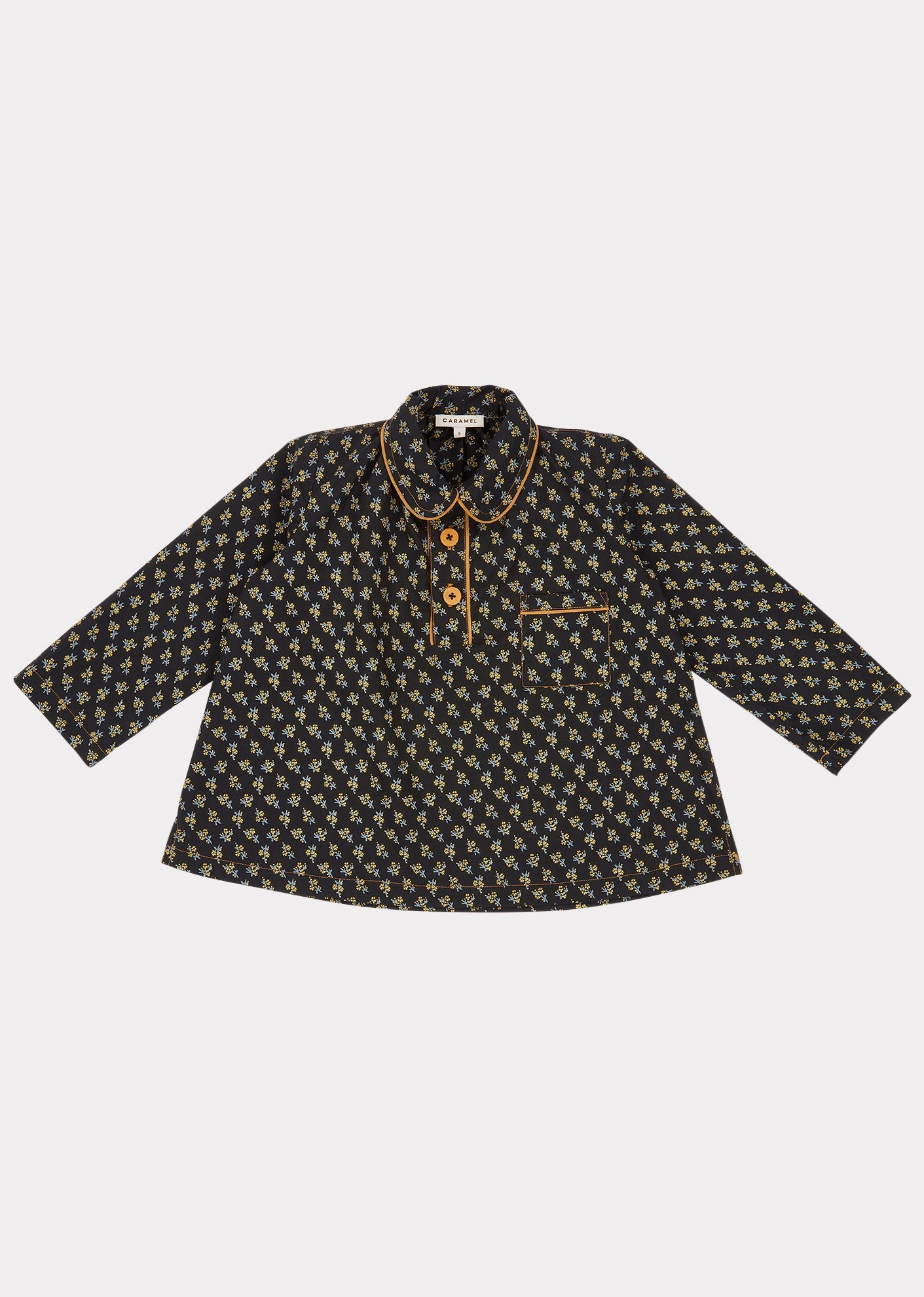 BLACKBIRD SHIRT - BLACK/YELLOW SMALL FLORAL