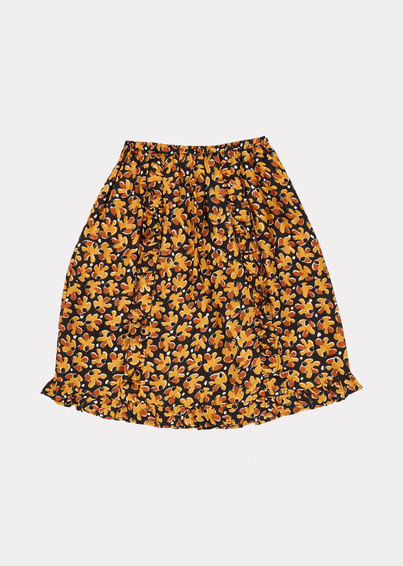 STORK SKIRT - BLACK LEAF PRINT