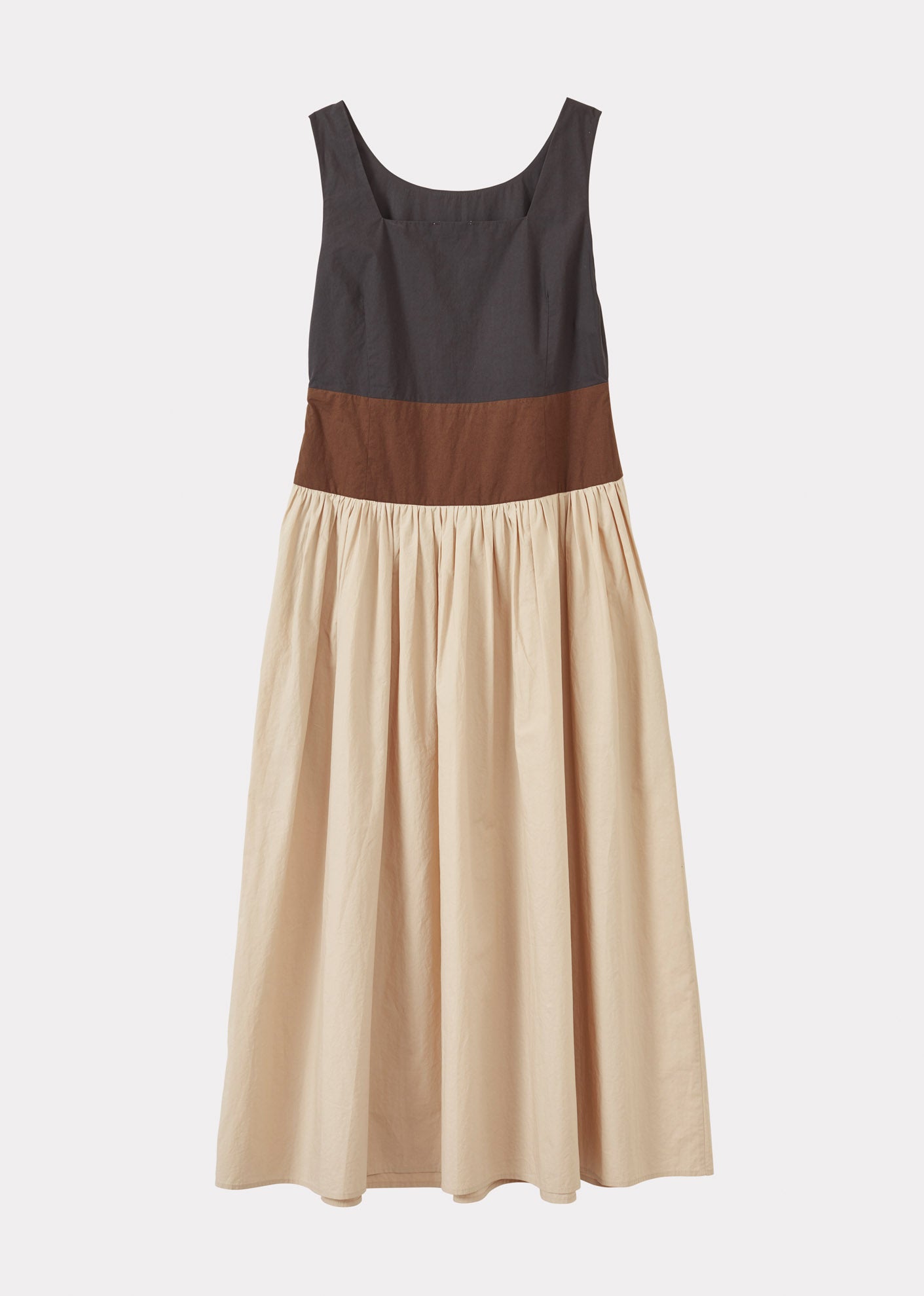 PANELLED DRESS - BLACK/BROWN/BEIGE