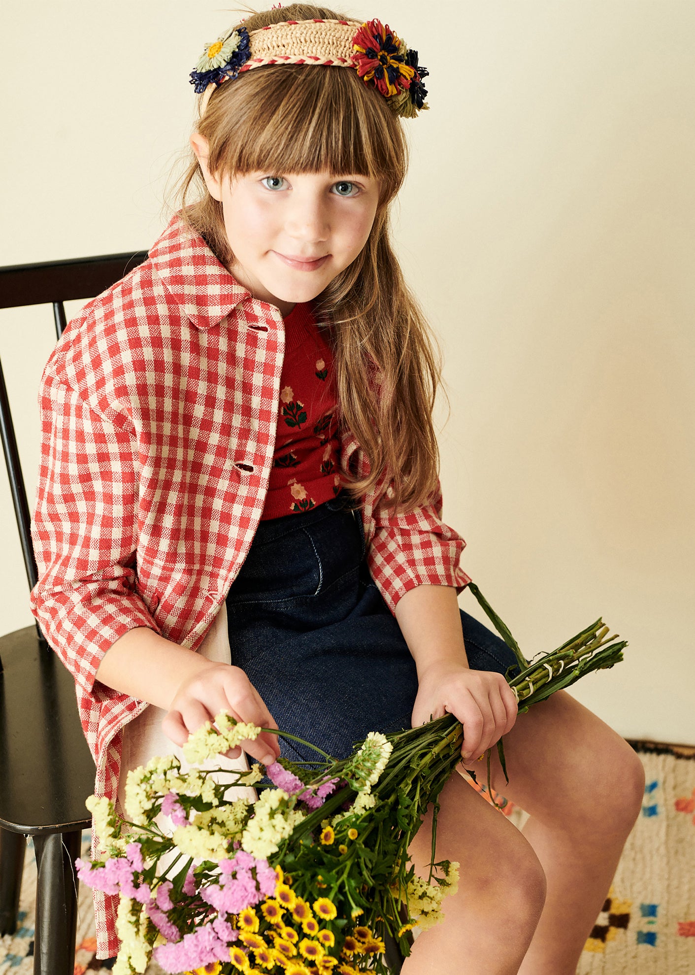 RAFFIA ROSETTE HEAD BAND - MULTI