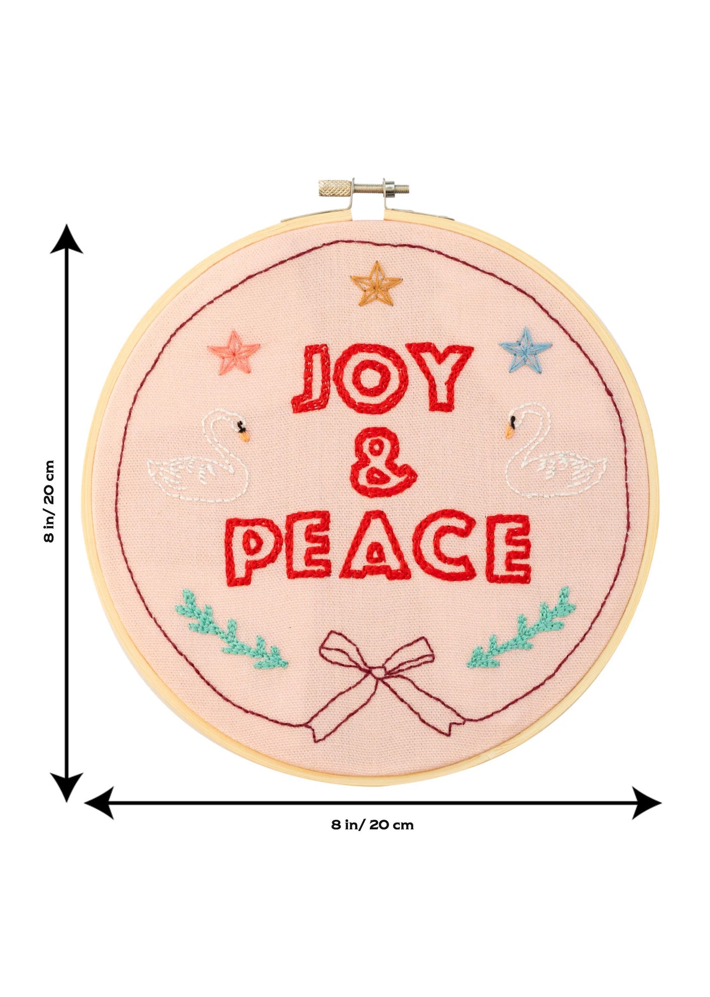 JOY AND PEACE EMBROIDERY HOOP KIT - MULTI COLOURED