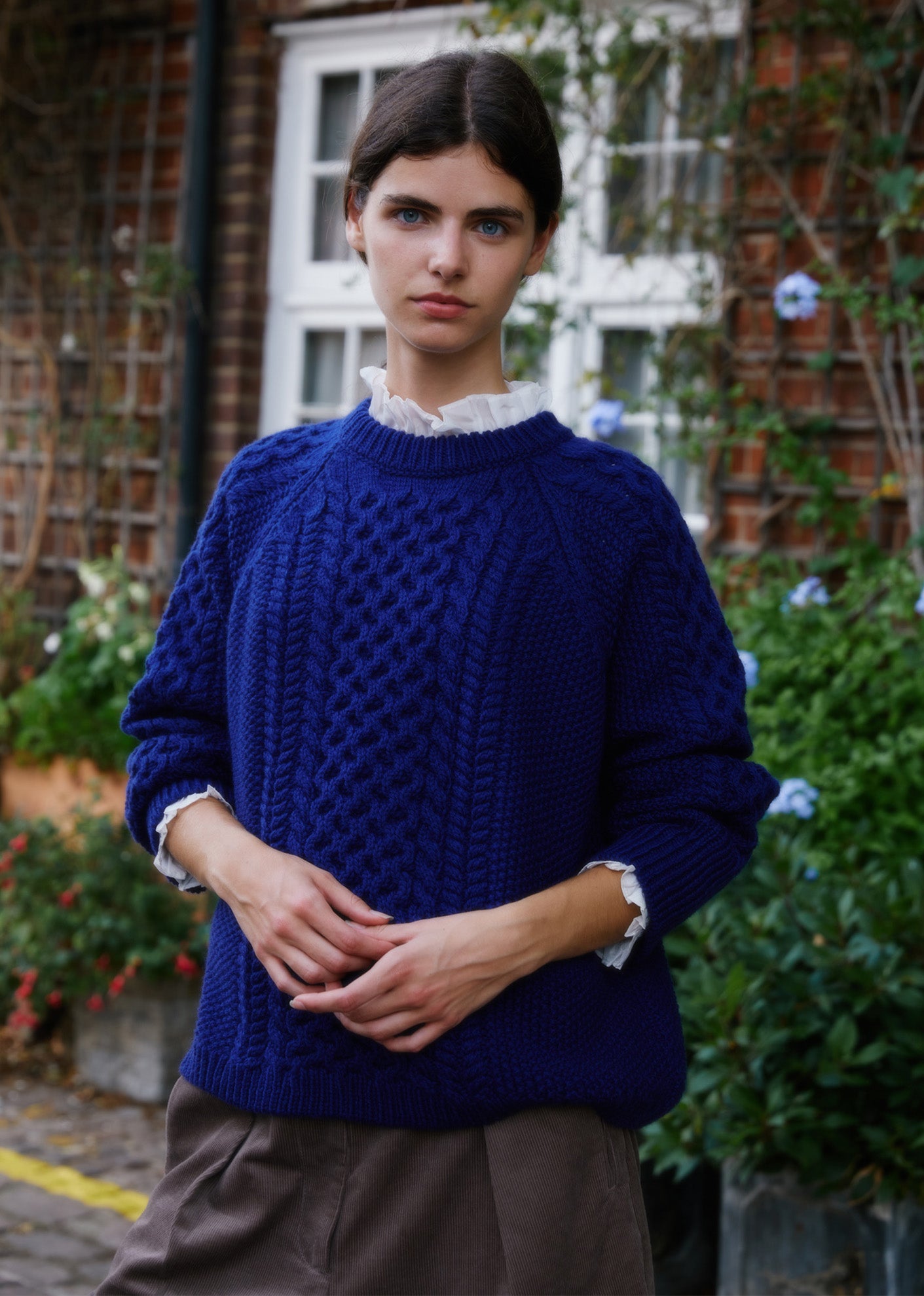 ARAN WOMENS JUMPER - DENIM BLUE 4