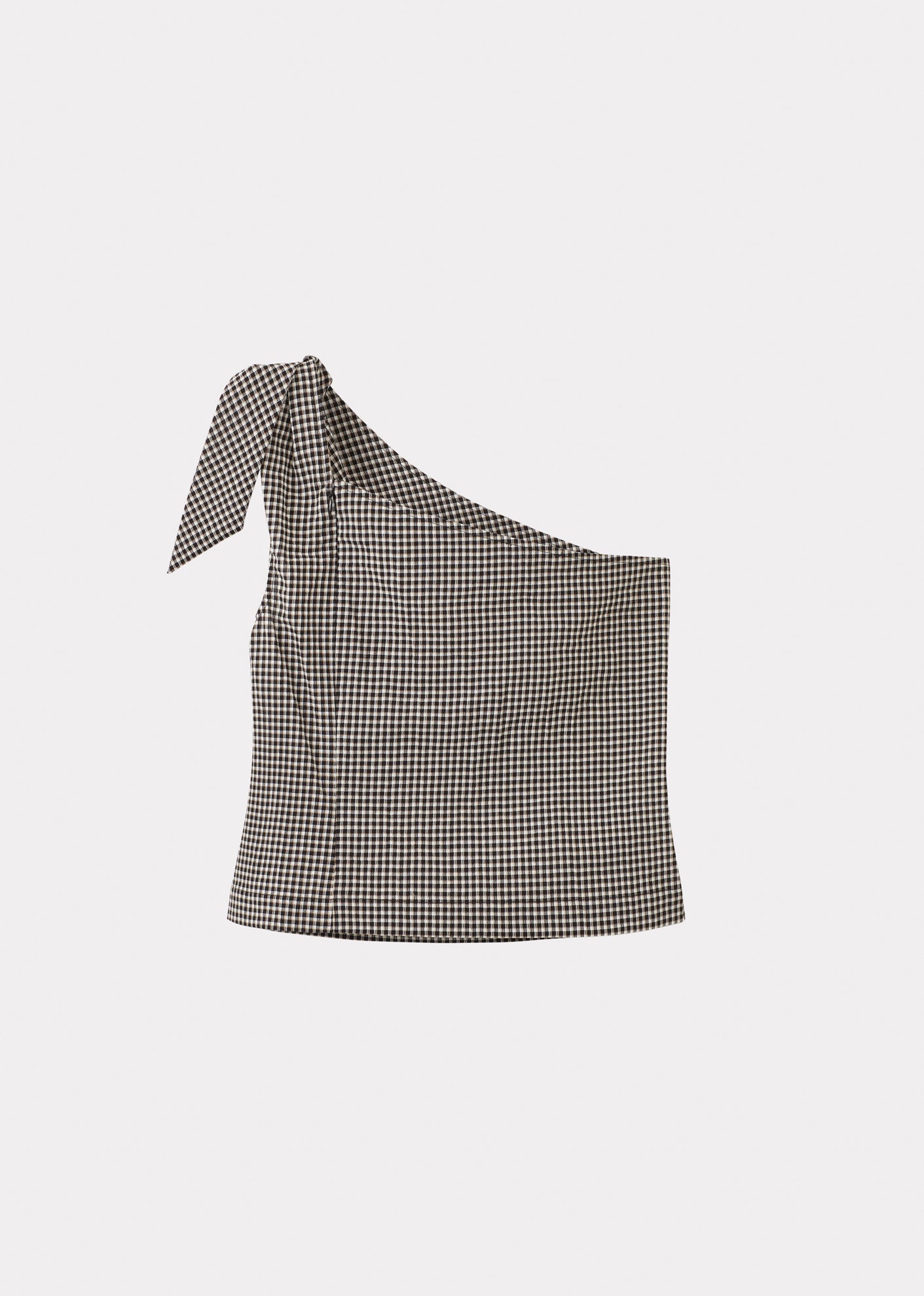 WOMAN ONE SHOULDER TOP - BLACK WHITE CHECK