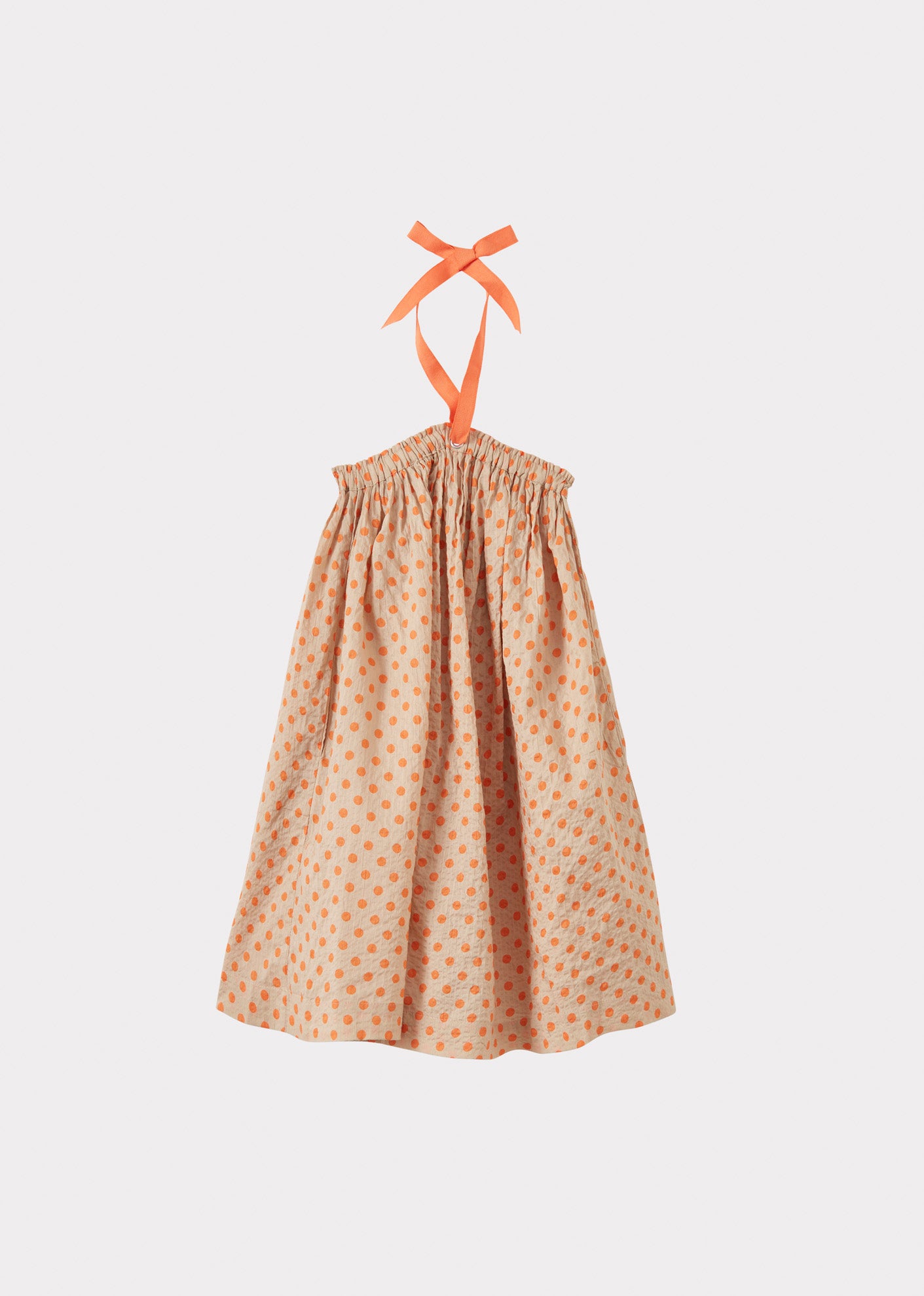 AGAVE GIRL'S MIRACLE WEAVE COTTON DRESS - ORANGE POLKA DOT