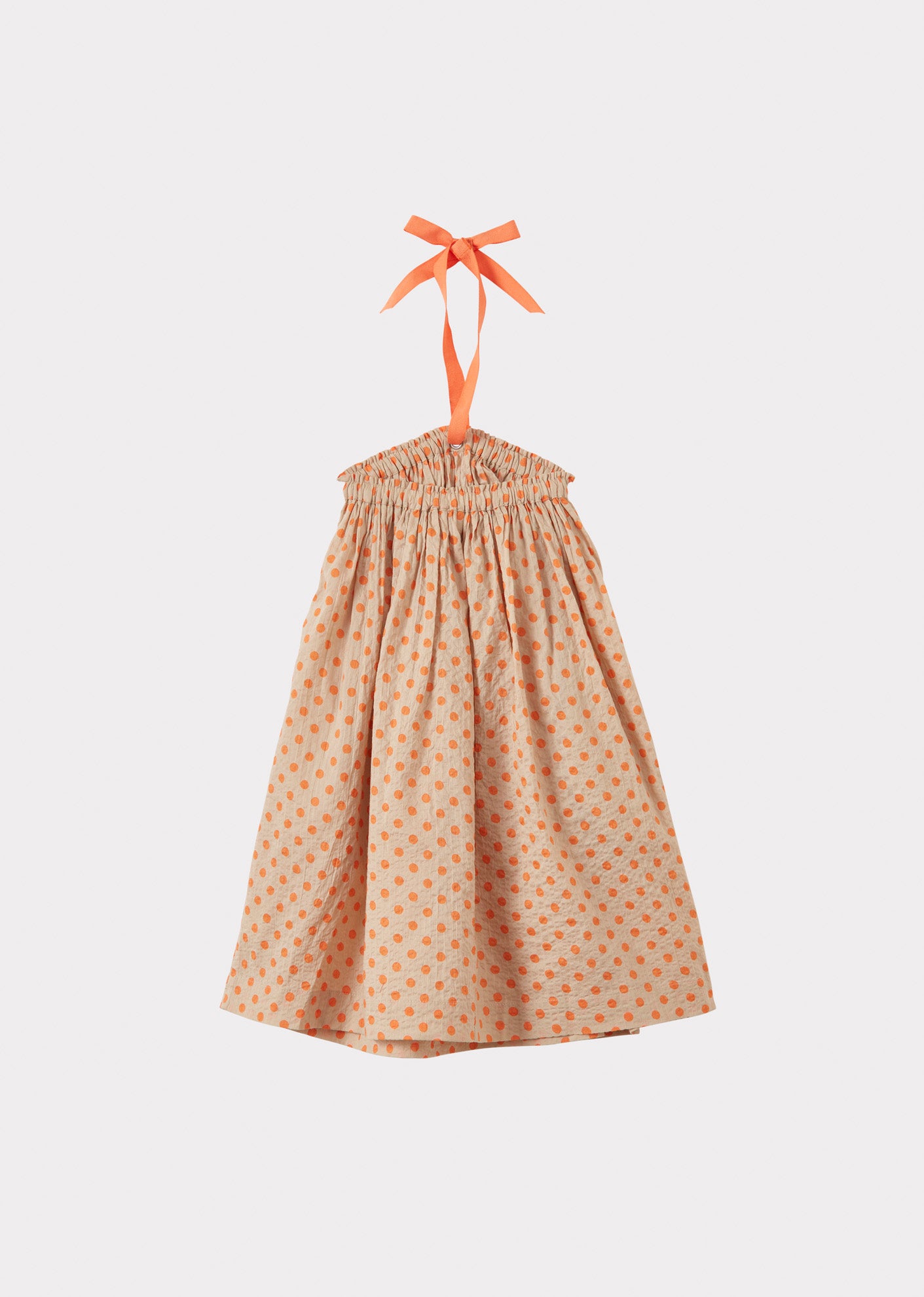 AGAVE GIRL'S MIRACLE WEAVE COTTON DRESS - ORANGE POLKA DOT