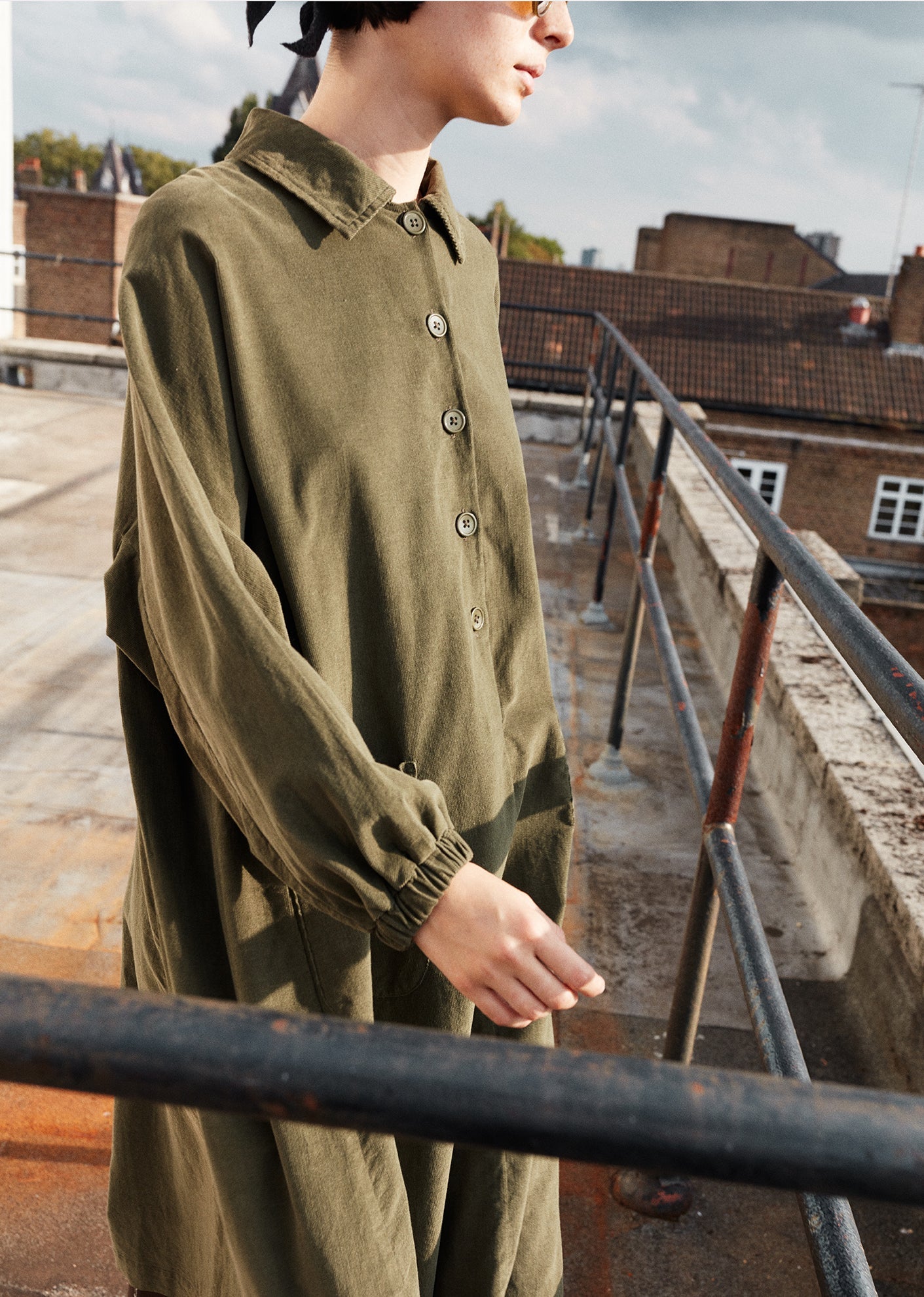 CARAMEL | FLARED SHIRT DRESS - OLIVE