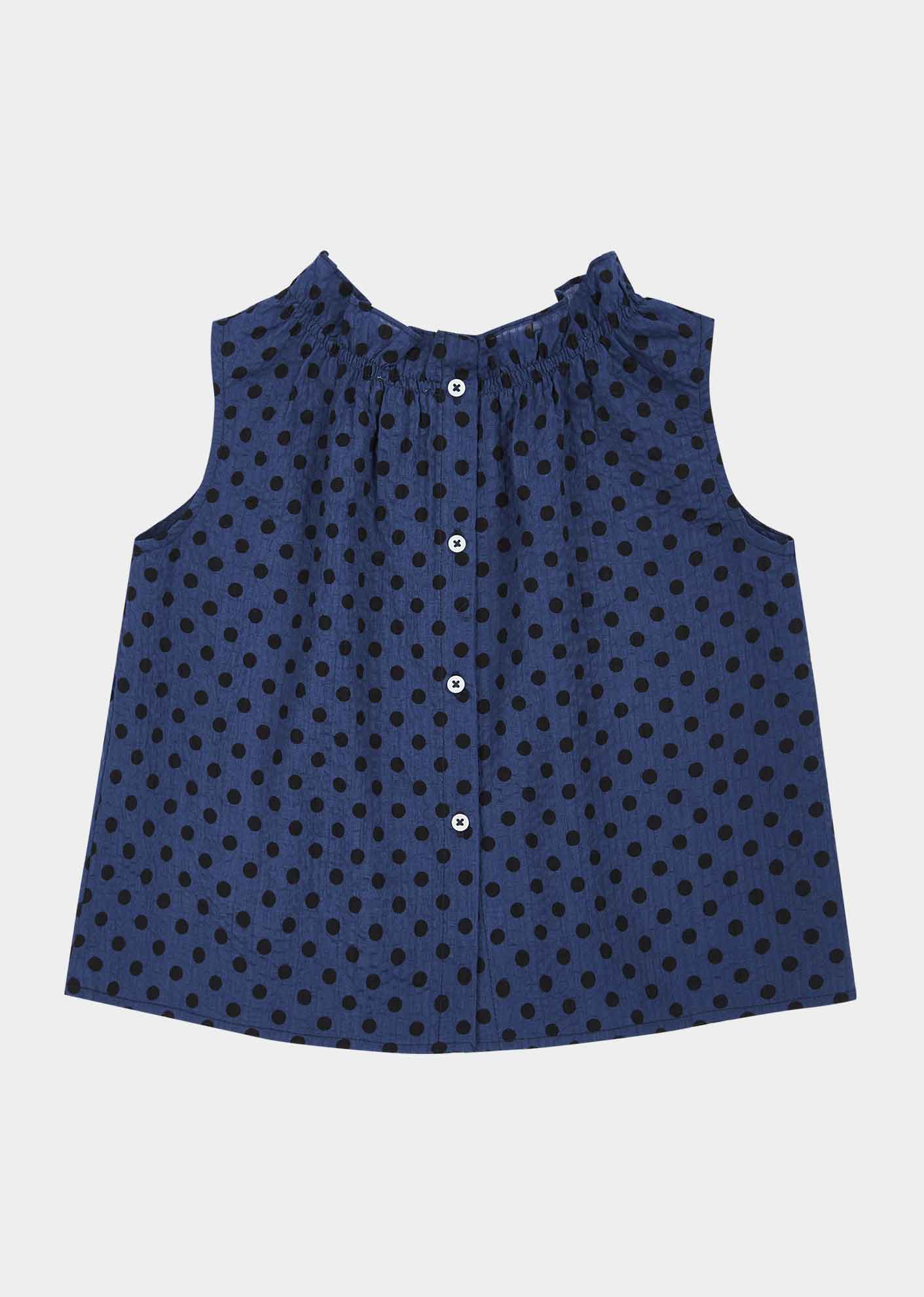 ALBERTA CHILDREN'S MIRACLE WEAVE COTTON TOP AND SHORTS SET - BLACK POLKA DOT