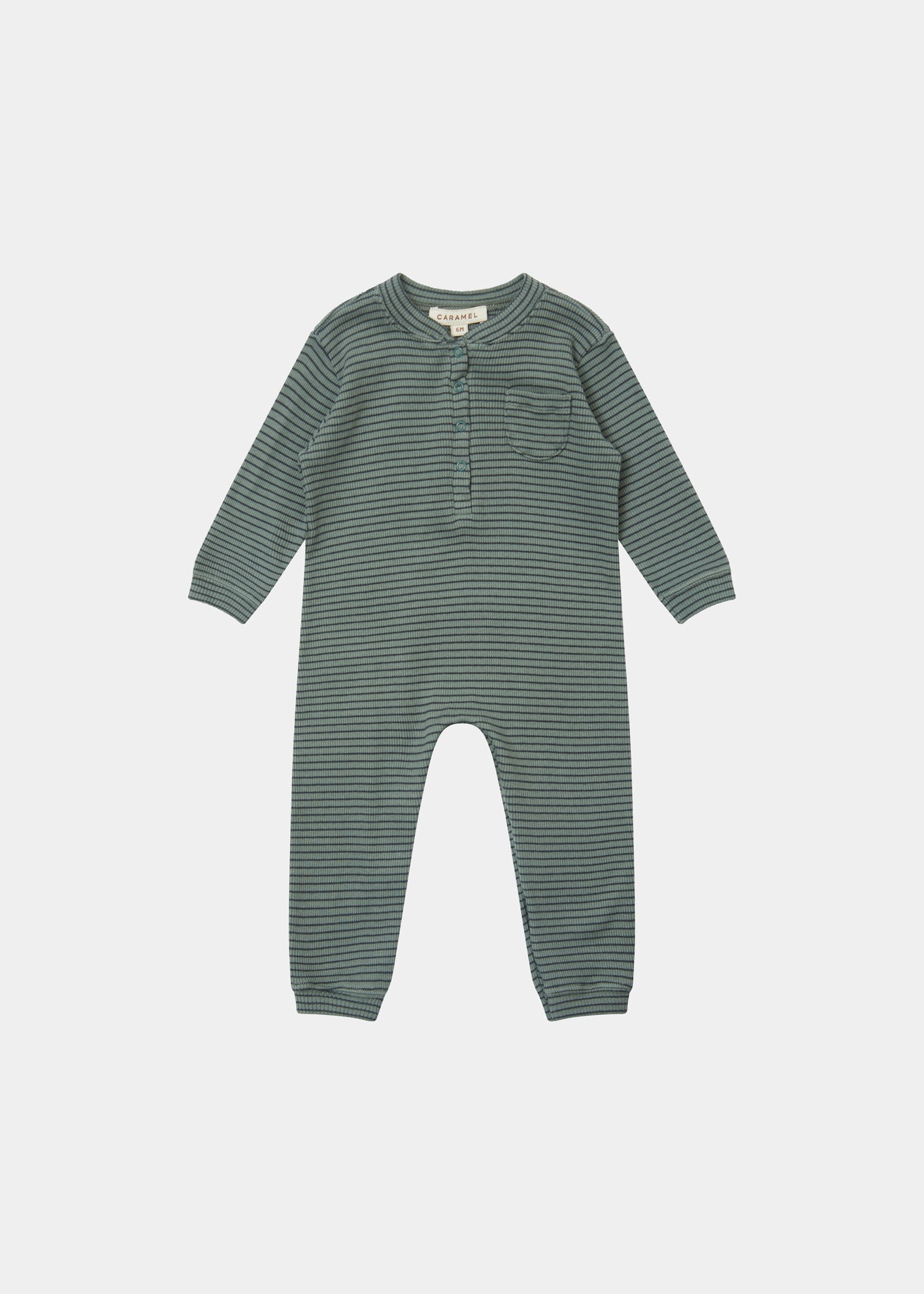 TOADFISH BABY ROMPER - SPRUCE/NAVY STRIPE