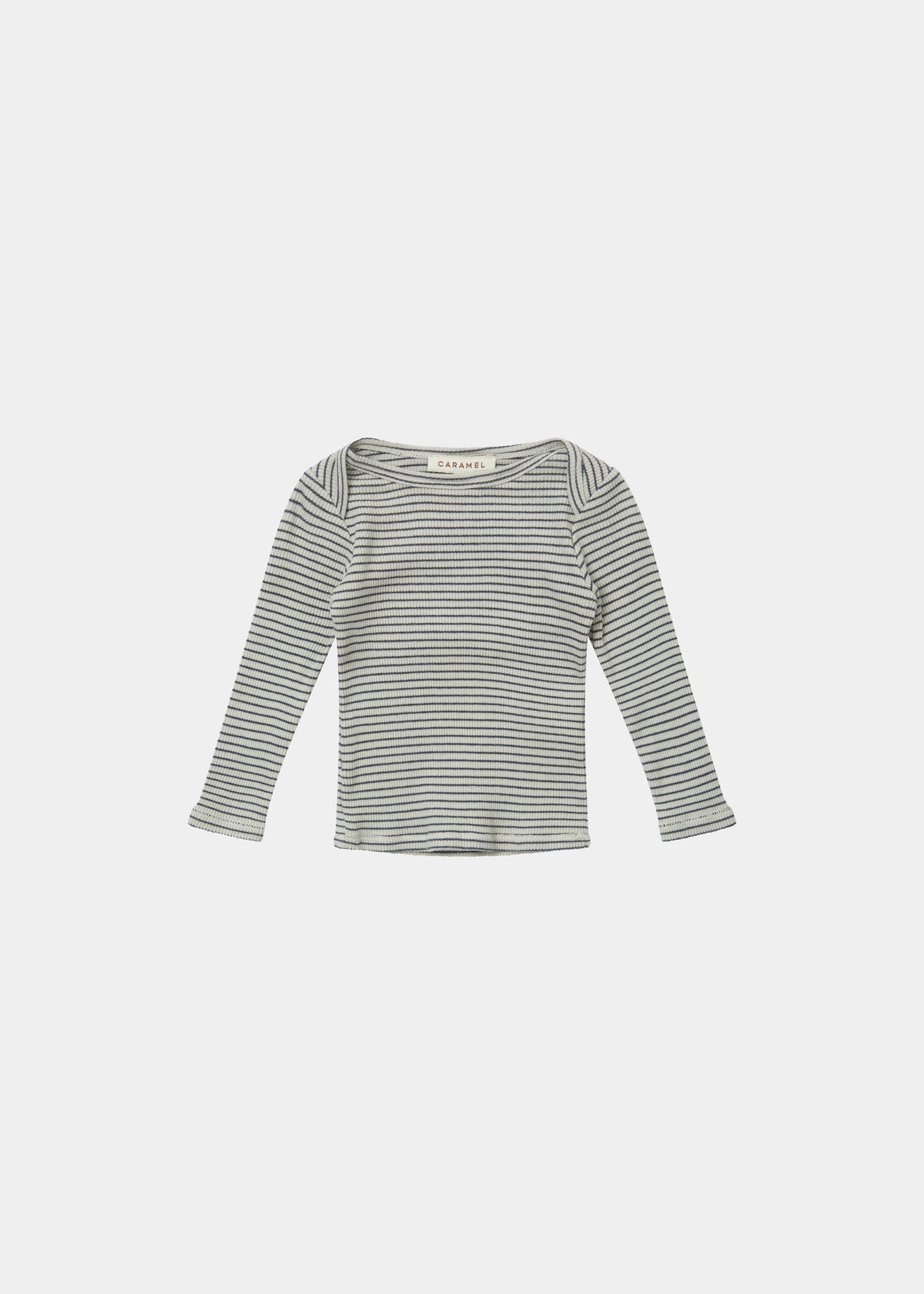 KISHON BABY TOP - PEBBLE/NAVY STRIPE