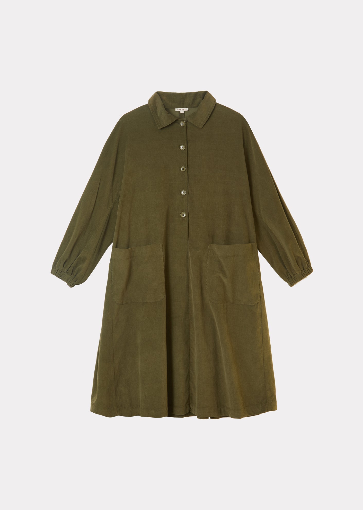WOMEN'S FLARED SHIRT DRESS - OLIVE