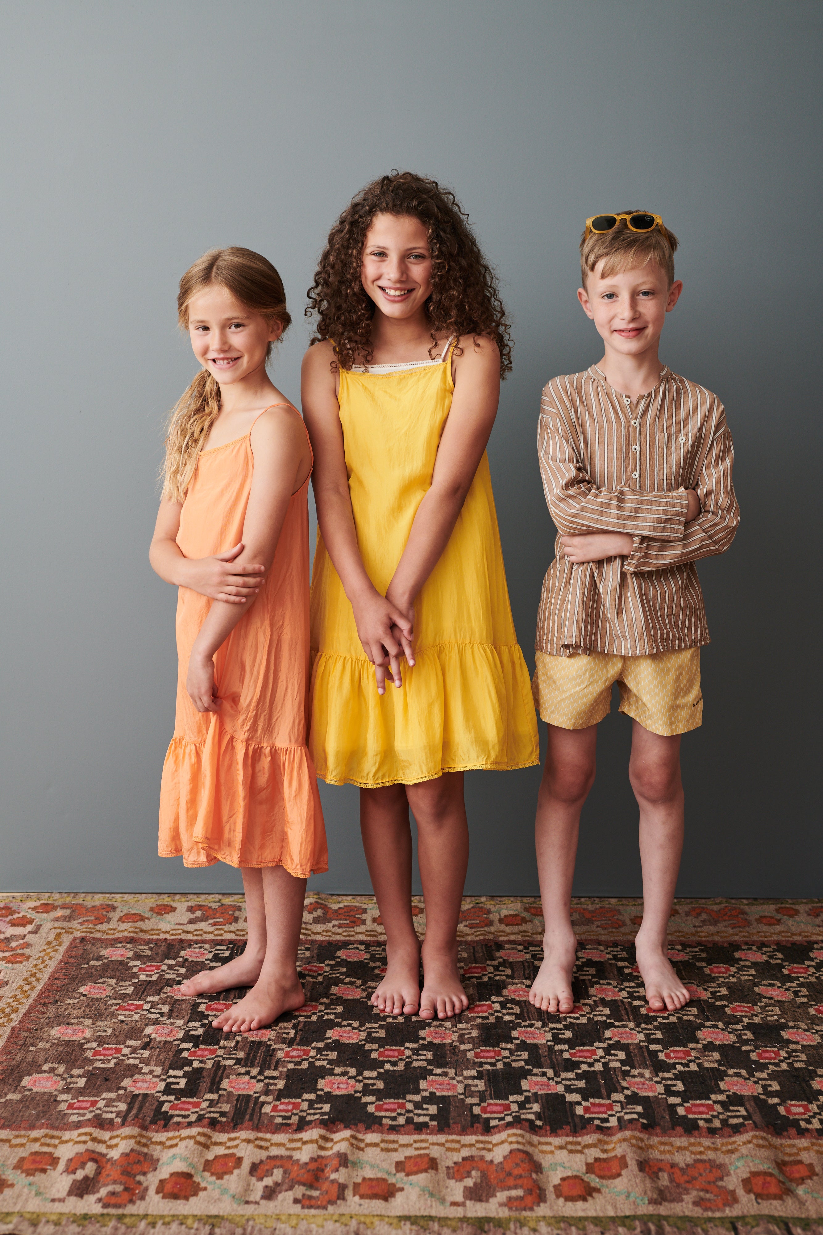 GRAPE GIRL'S SILK SLIP DRESS - YELLOW