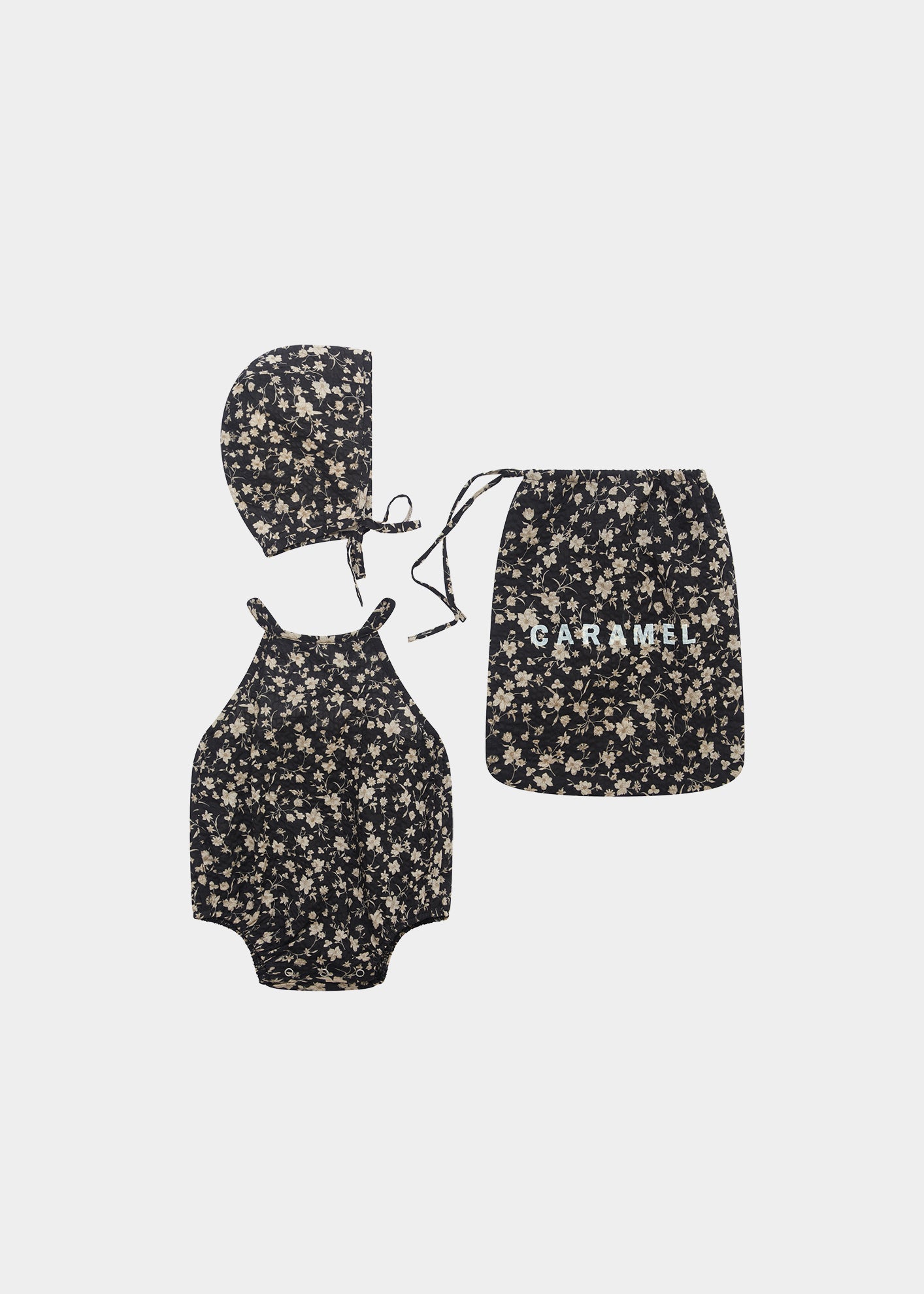 LAVENDULA BABY SET - BLACK FLORAL